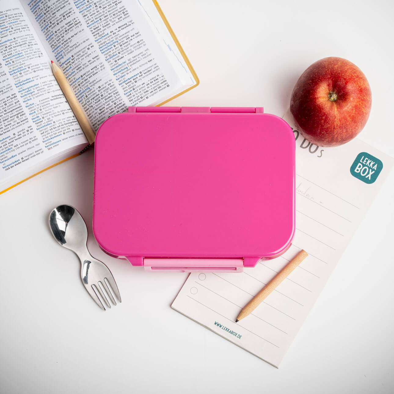 Lekkabox Classic Berry – lekka mini śniadaniówka z 3 przegródkami, szczelna i bez BPA, idealna do szkoły, przedszkola i pracy, kolor: różowy