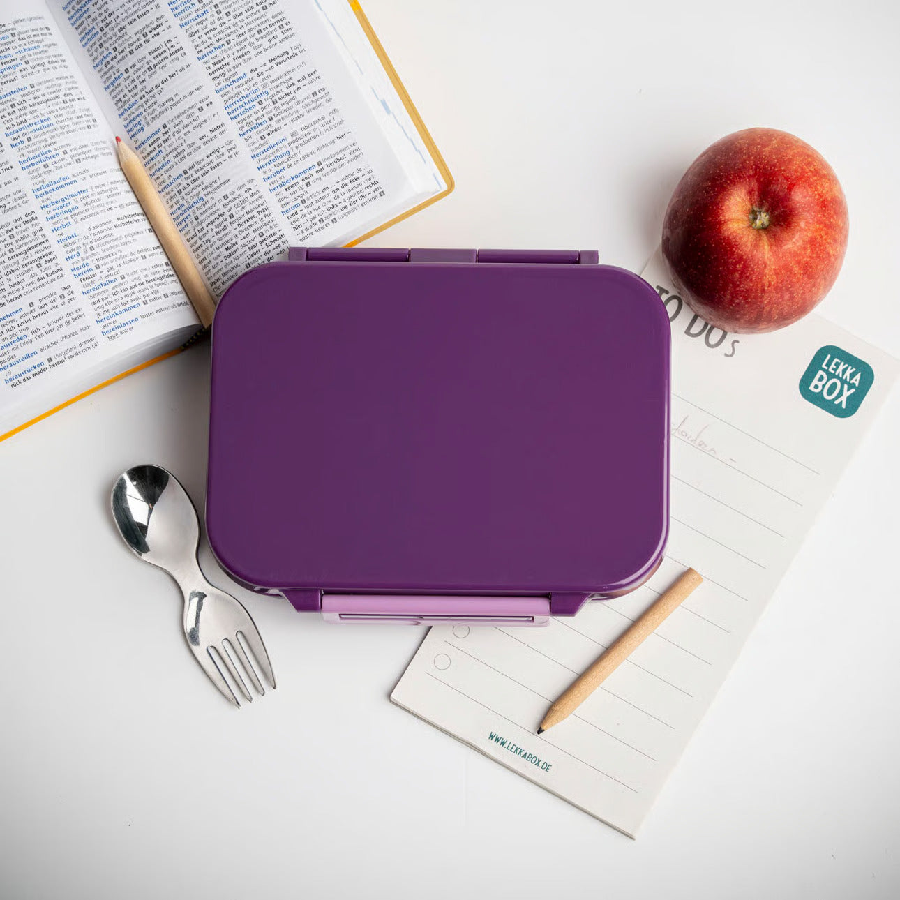 Lekkabox Classic Lilac – lekka mini śniadaniówka z 3 przegródkami, szczelna i bez BPA, idealna do szkoły, przedszkola i pracy, kolor: fioletowy