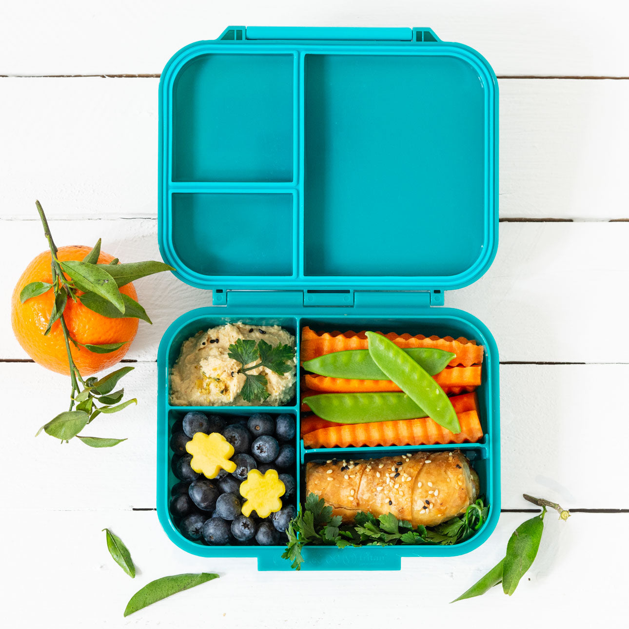 Lekkabox Classic Petrol – lekka mini śniadaniówka z 3 przegródkami, szczelna i bez BPA, idealna do szkoły, przedszkola i pracy.