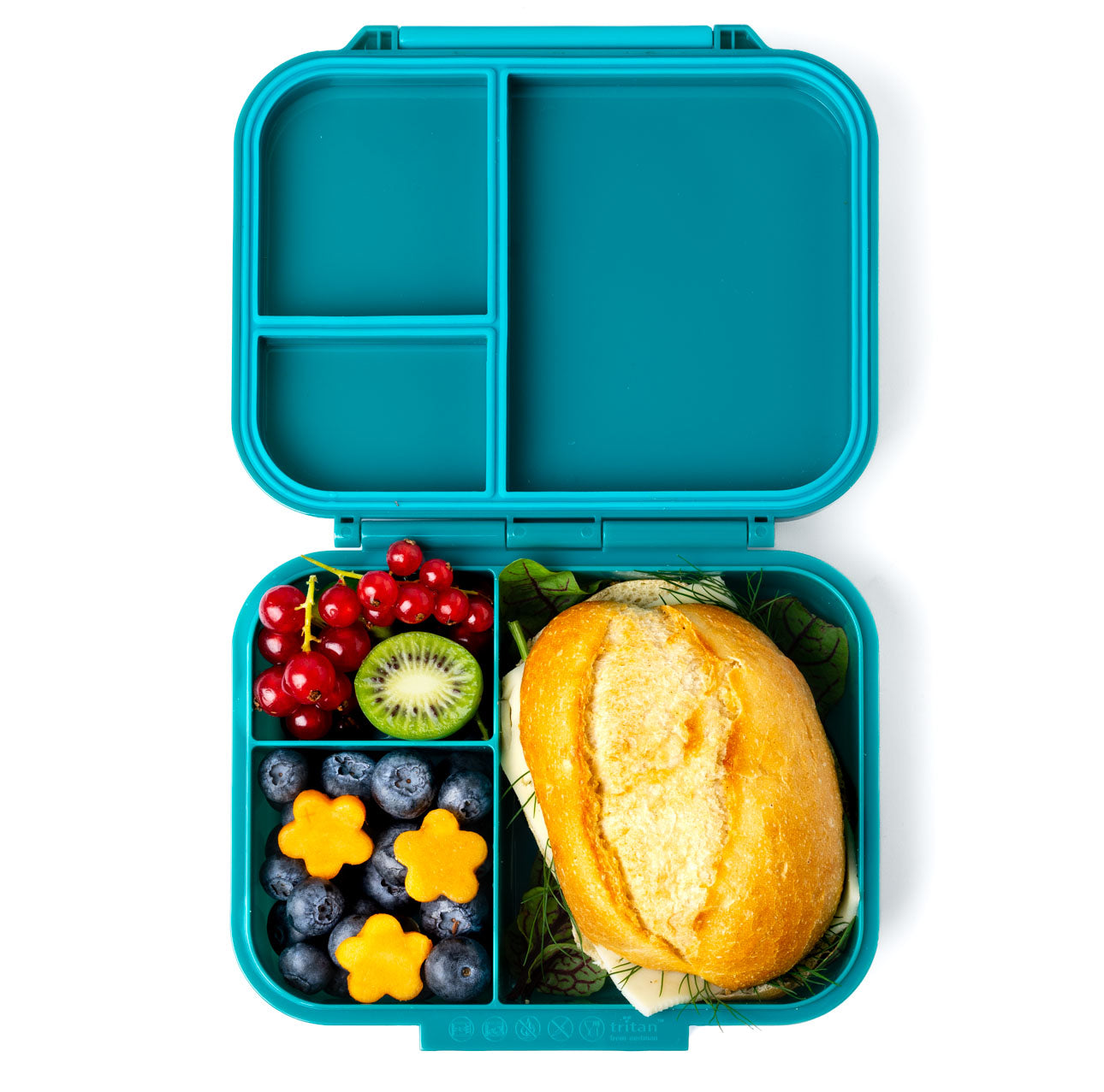 Lekkabox Classic Petrol – lekka mini śniadaniówka z 3 przegródkami, szczelna i bez BPA, idealna do szkoły, przedszkola i pracy.