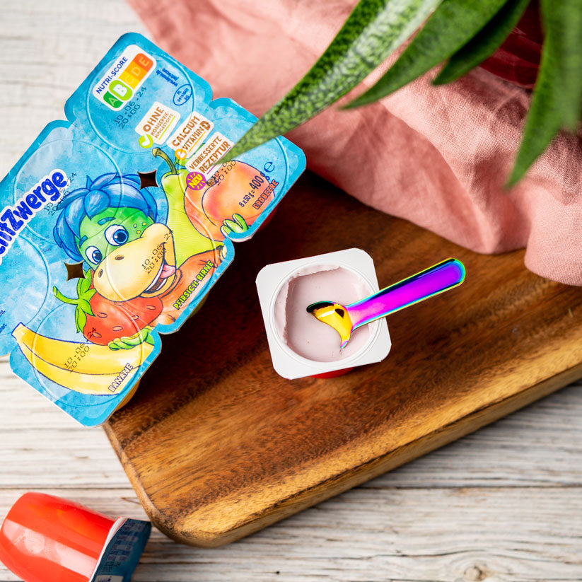 LEKKABOX Mini – mała łyżeczka do jogurtu, dipów i musów, trwała stal, bez BPA, kolorowa i łatwa do zabrania w podróż