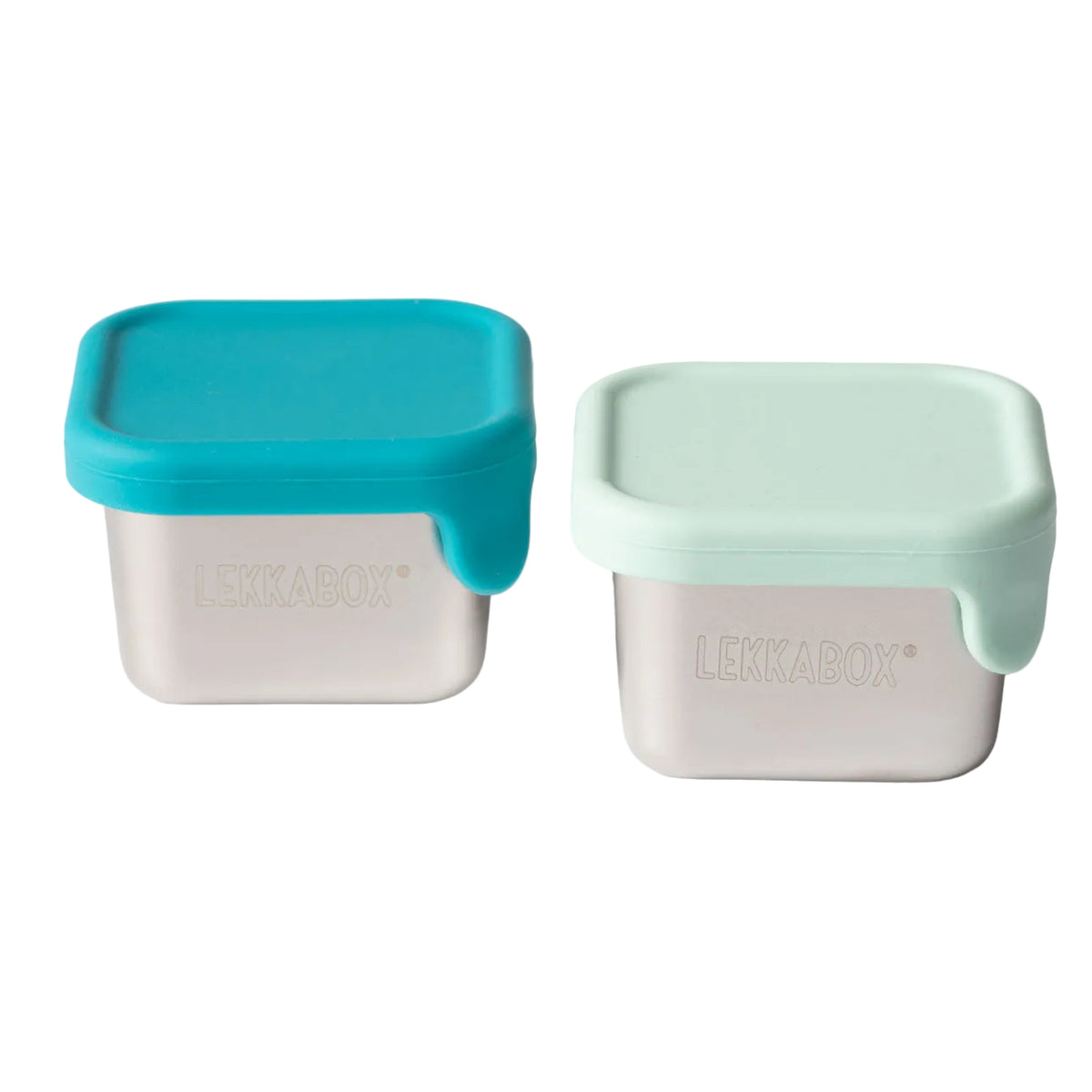 Niebieskie kwadratowe pojemniczki na sos Lekkabox Cubis Ocean