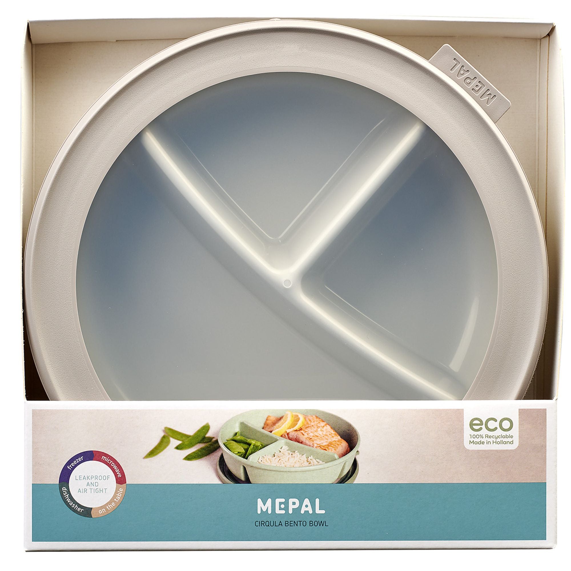 Mepal Cirqula Bento miska z przegródkami – 3 komory, szczelna pokrywka, kolor: nordic white