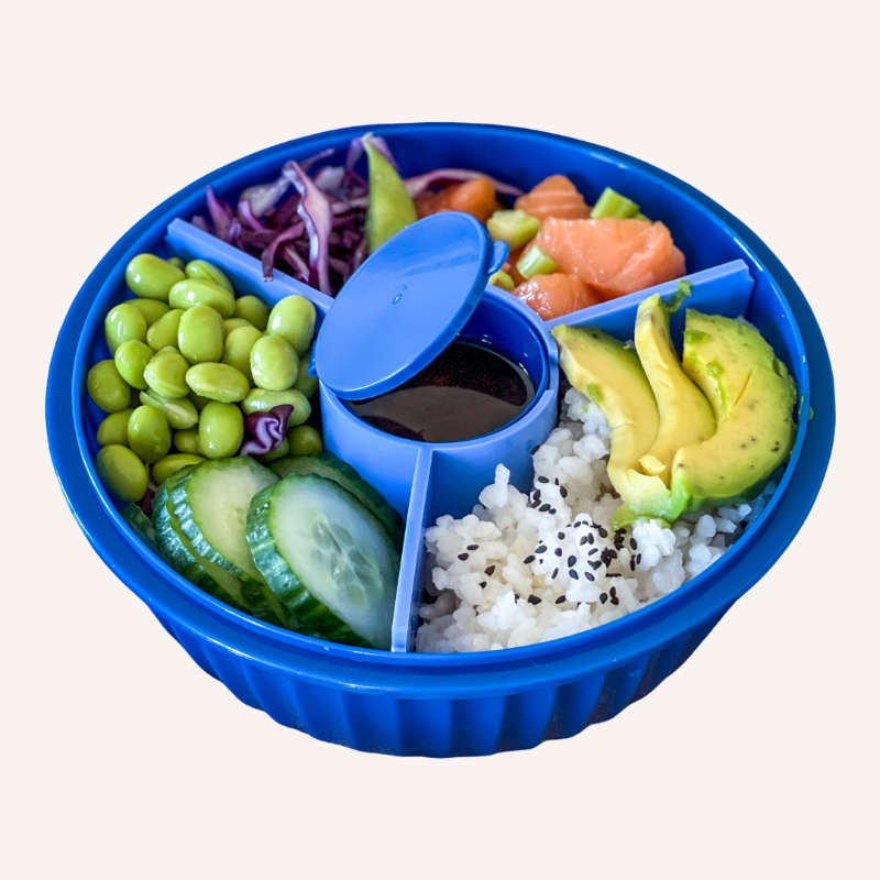 Pojemnik z przegródkami Yumbox Poke Bowl Hawaii Blue – 1l pojemności, szczelna pokrywka, bezpieczny i funkcjonalny, kolor: niebieski