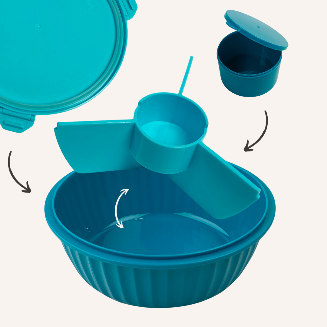 Pojemnik z przegródkami Yumbox Poke Bowl Lagoon Blue – 1l pojemności, szczelna pokrywka, bezpieczny i funkcjonalny, kolor: morski