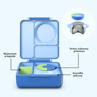 OmieBox Sea Blue – pastelowo-niebieski lunchbox z termosem, przegródkami i uchwytem, idealny do szkoły i przedszkola.