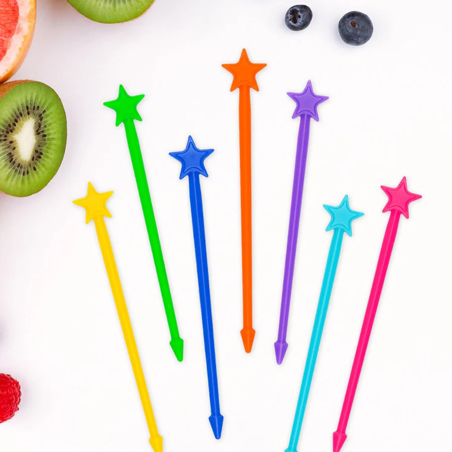 Kolorowe patyczki do przekąsek Lunch Punch– higieniczne, trwałe i wolne od BPA, świetne na kinderbal i do szkoły.