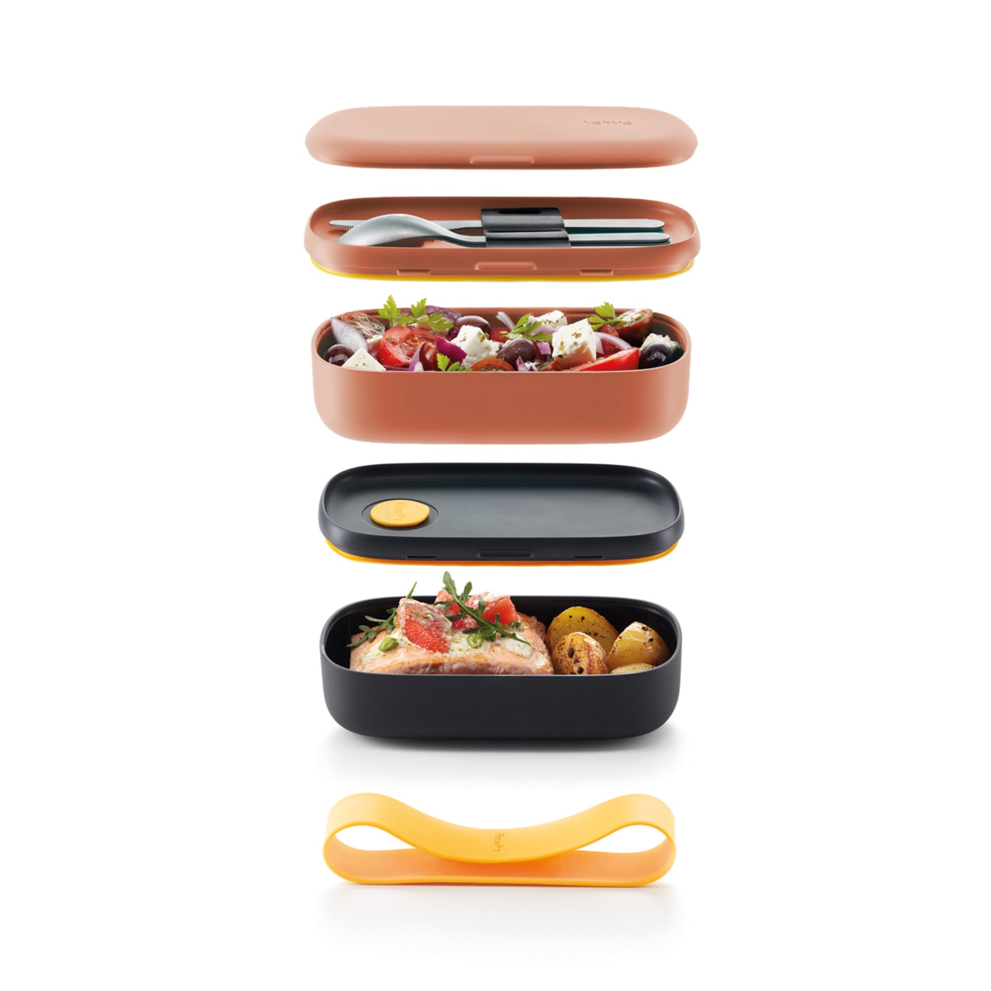 Piętrowy bento box Lekue To Go – szczelny, praktyczny i bez BPA, kolor: różowy