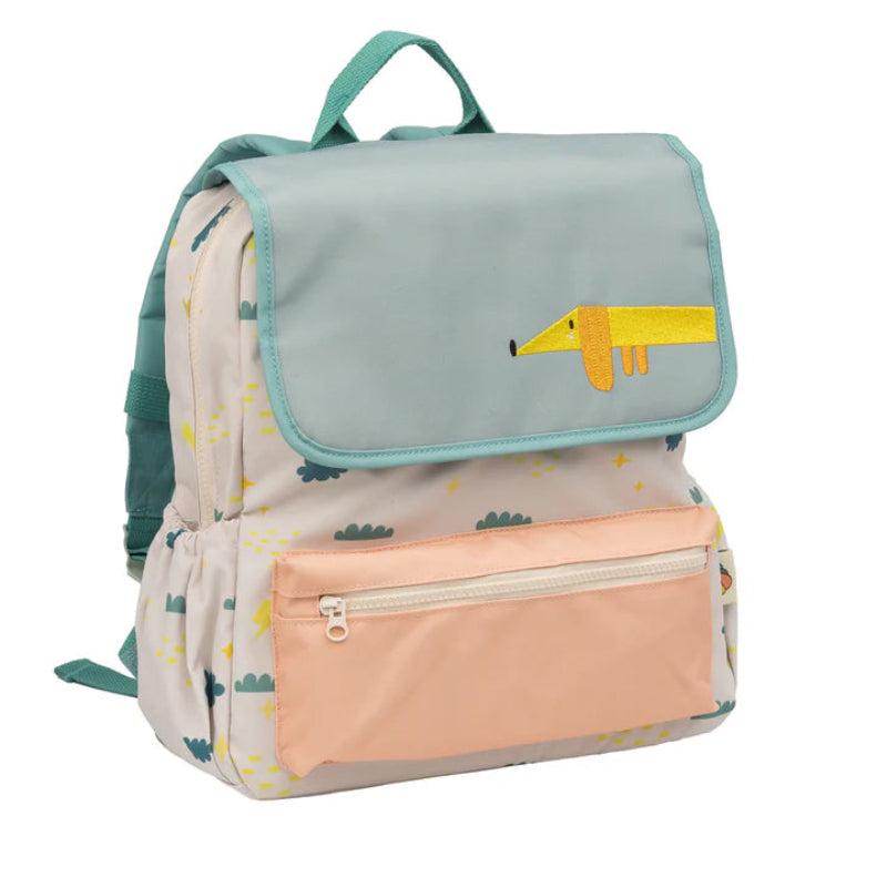 Plecak The Cotton Cloud – lekki, pojemny, z regulowanymi szelkami i kieszenią na bidon, idealny do przedszkola i szkoły, wzór: pies