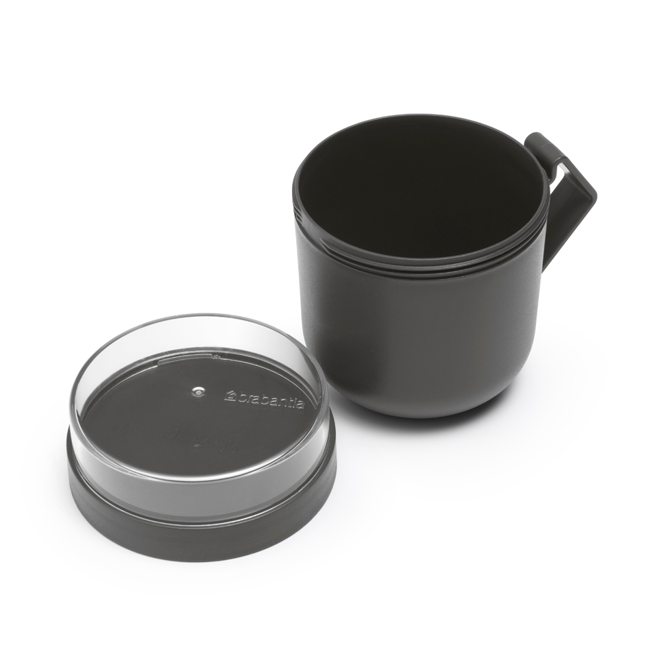 Pojemnik na owsiankę Make & Take Brabantia – szczelny kubek 600 ml z odkręcanym pojemnikiem na dodatki, idealny do pracy i szkoły, bezpieczny, wielofunkcyjny i ekologiczny, kolor: czarny