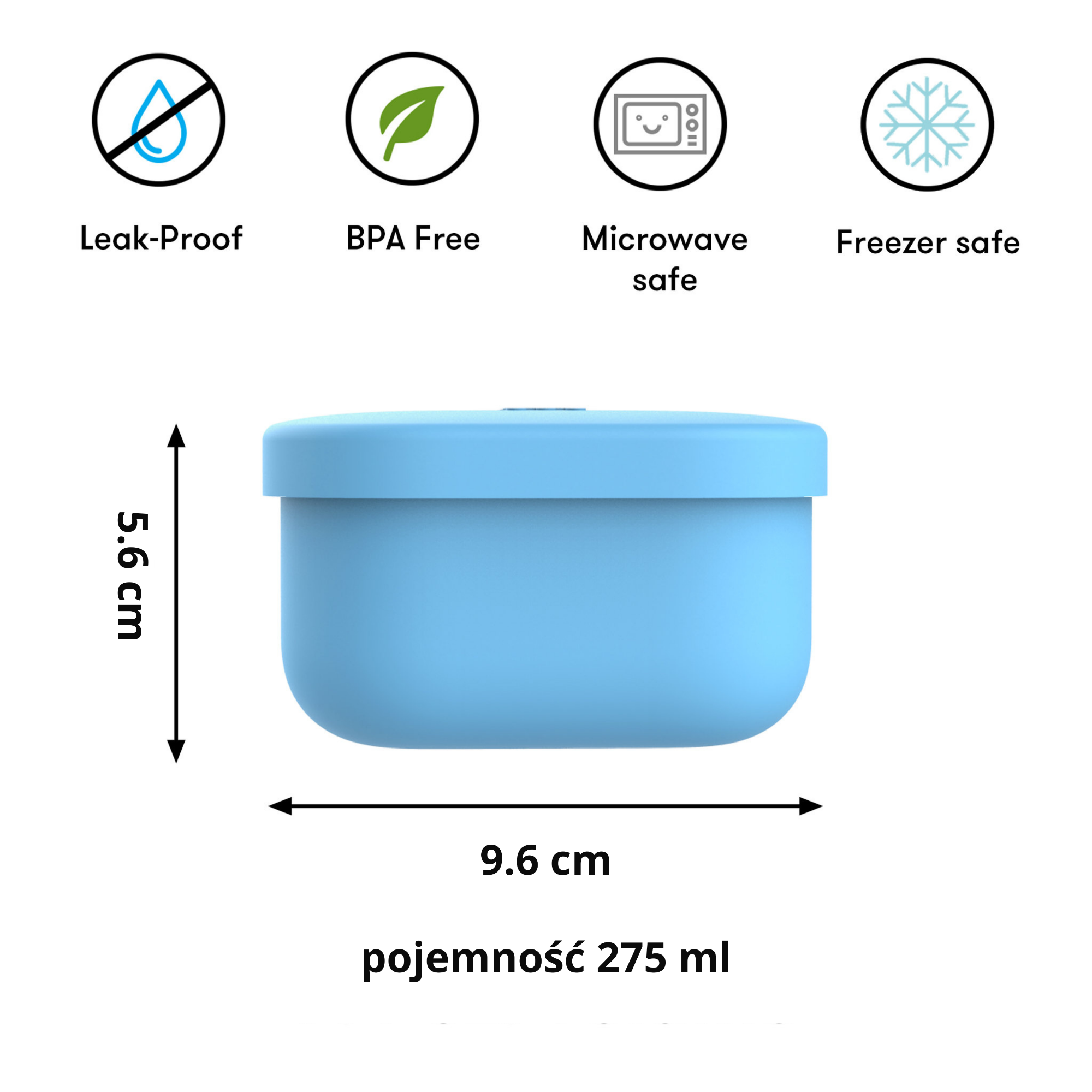OmieSnack – silikonowy pojemnik na przekąski, pasuje do OmieBox, szczelny i bezpieczny, kolor: niebieski