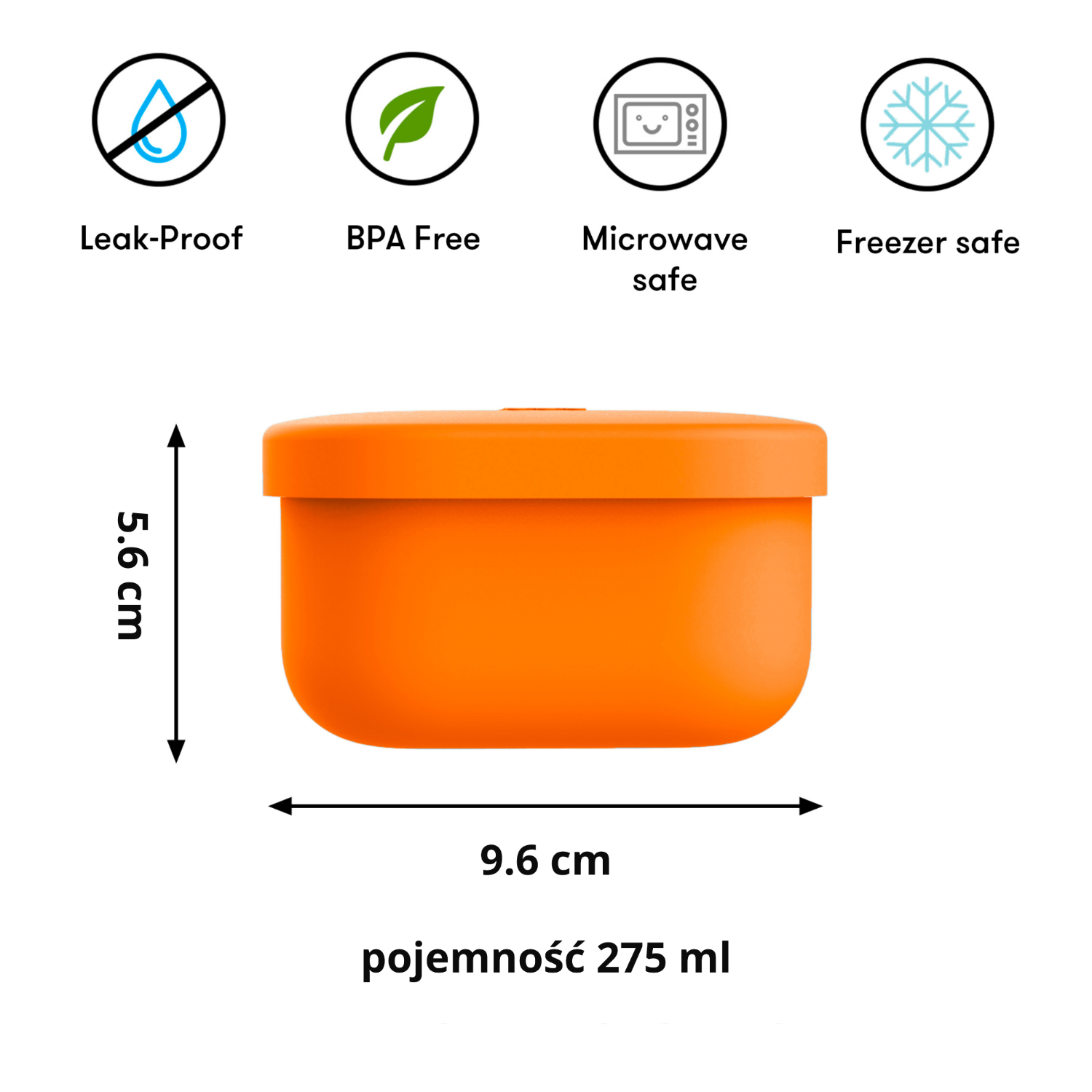 OmieSnack – silikonowy pojemnik na przekąski, pasuje do OmieBox, szczelny i bezpieczny, kolor: pomarańczowy