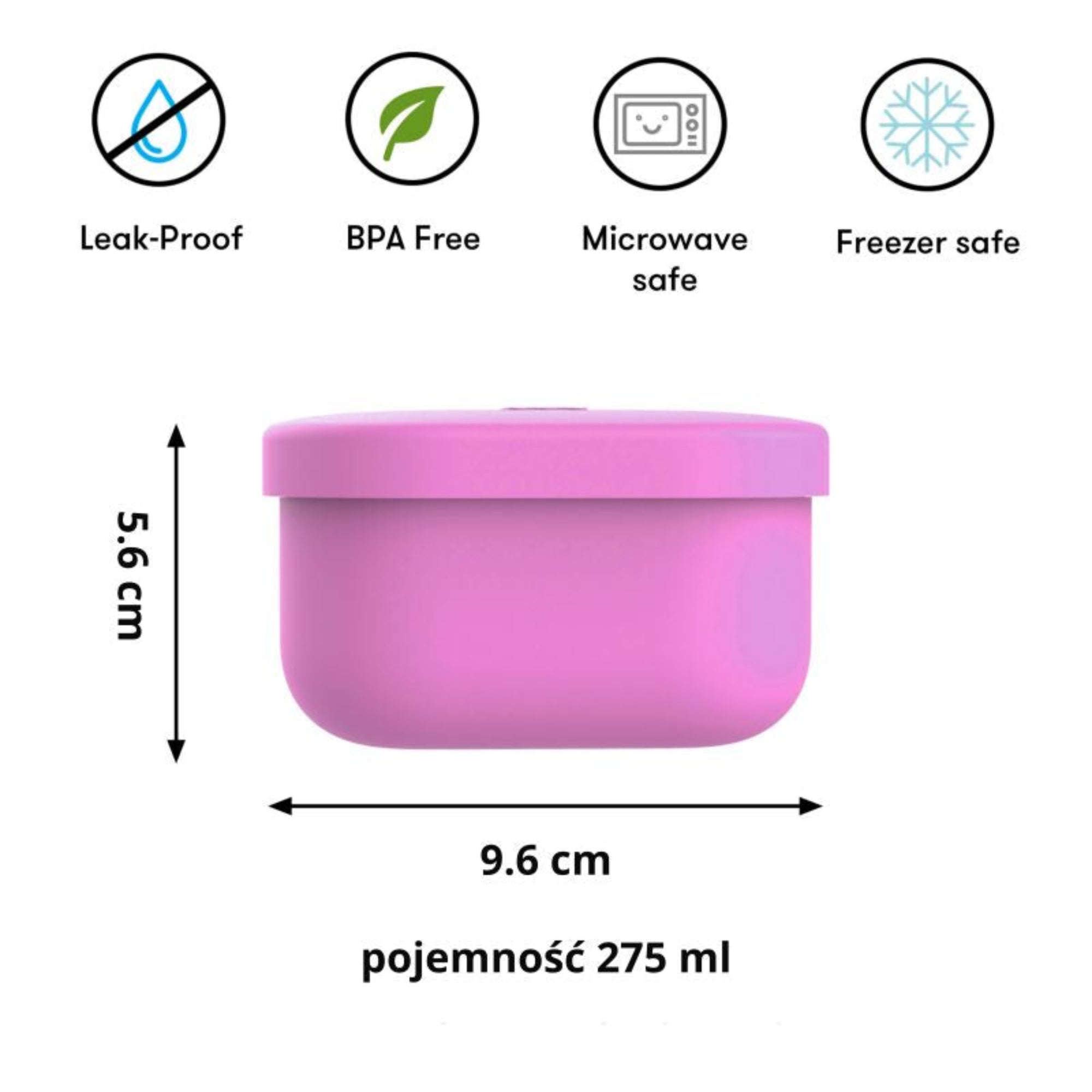 OmieSnack – silikonowy pojemnik na przekąski, pasuje do OmieBox, szczelny i bezpieczny, kolor: rózowy