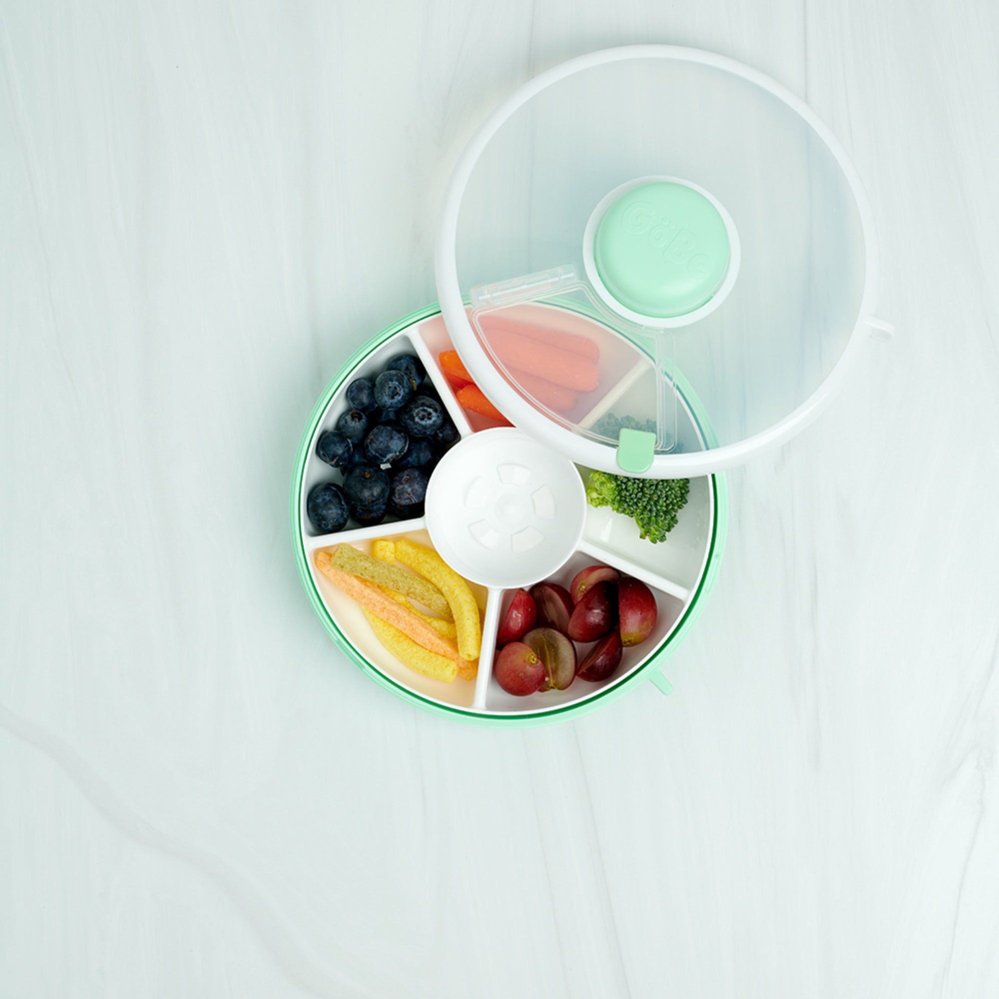 GoBe Snack Spinner – pojemnik na przekąski, interaktywny, szczelny i łatwy w obsłudze, kolor: mint green