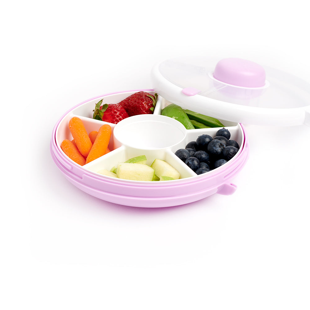 GoBe Snack Spinner – pojemnik na przekąski, interaktywny, szczelny i łatwy w obsłudze, kolor: taro purple