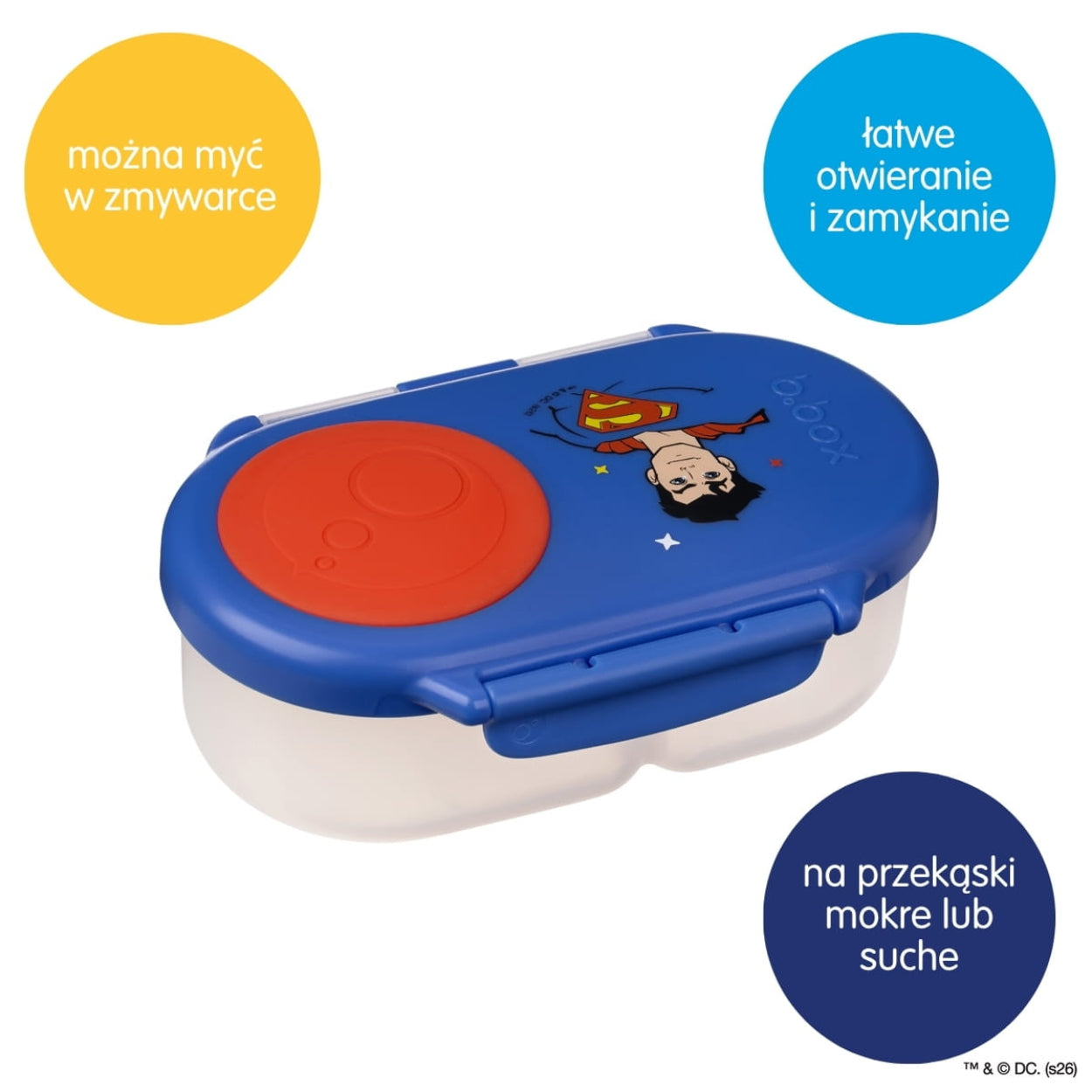 b-box snackbox Superman – szczelny pojemniczek z elastyczną silikonową uszczelką flexi