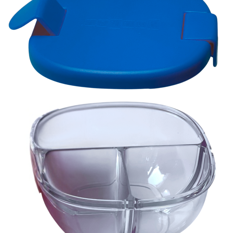 Pojemnik na przekąski Snack Bowl Yumbox – kompaktowy, z 3 przegródkami i szczelną pokrywką, idealny na przekąski, kolor: navy blue (granatowy)