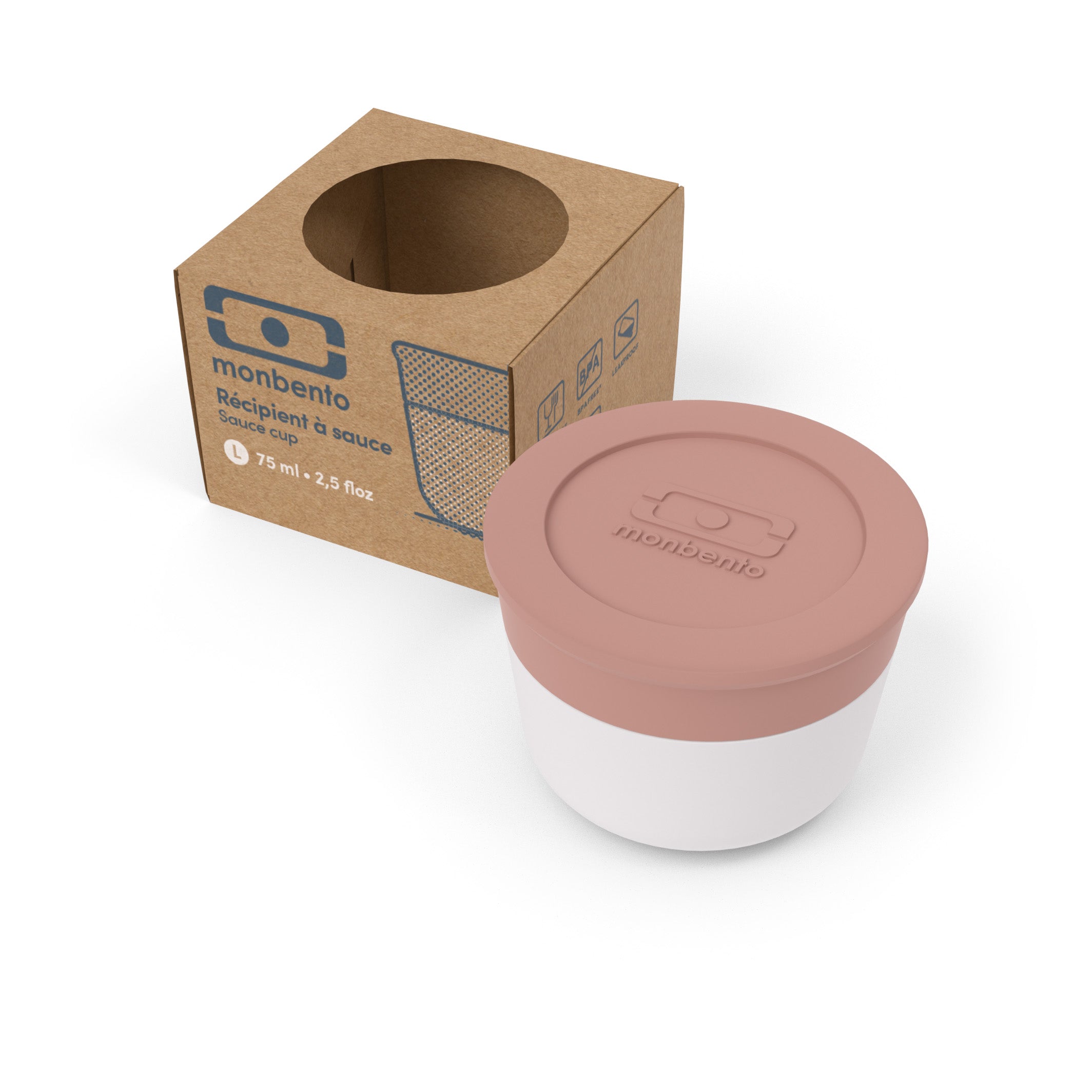 Monbento Temple L Moka – szczelny pojemnik 75 ml na sosy, dipy i jogurty. Kompatybilny z bento boxami, bez BPA, do mikrofalówki i zmywarki, kolor: różowy