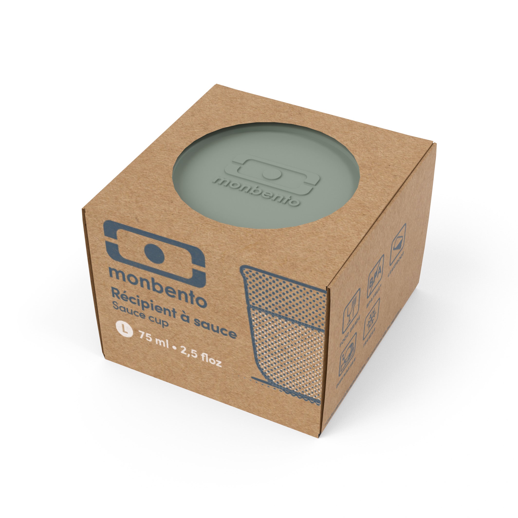 Monbento Temple L Natural Green – szczelny pojemnik 75 ml na sosy, dipy i jogurty. Kompatybilny z bento boxami, bez BPA, do mikrofalówki i zmywarki, kolor: zielony