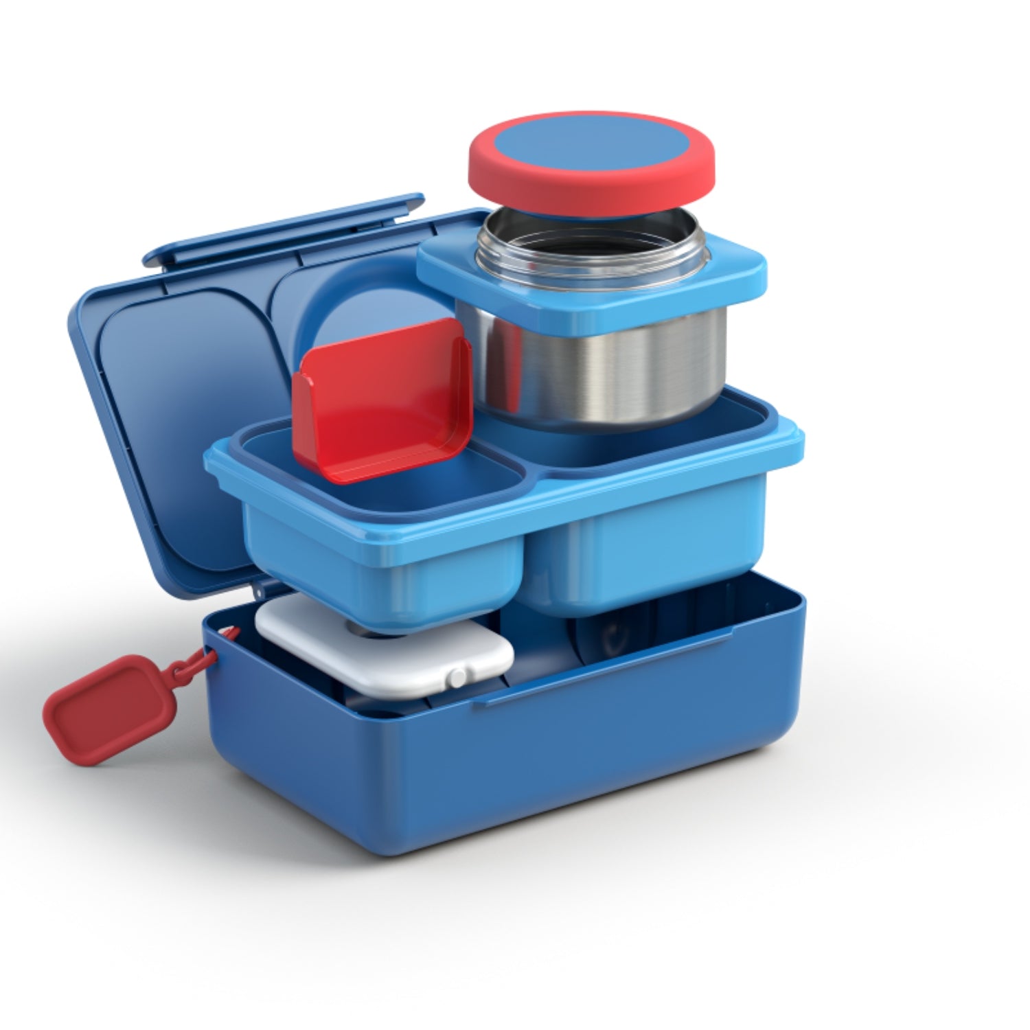 Czerwony separator do lunchboxa OmieBox UP - na owoce, warzywa i orzechy