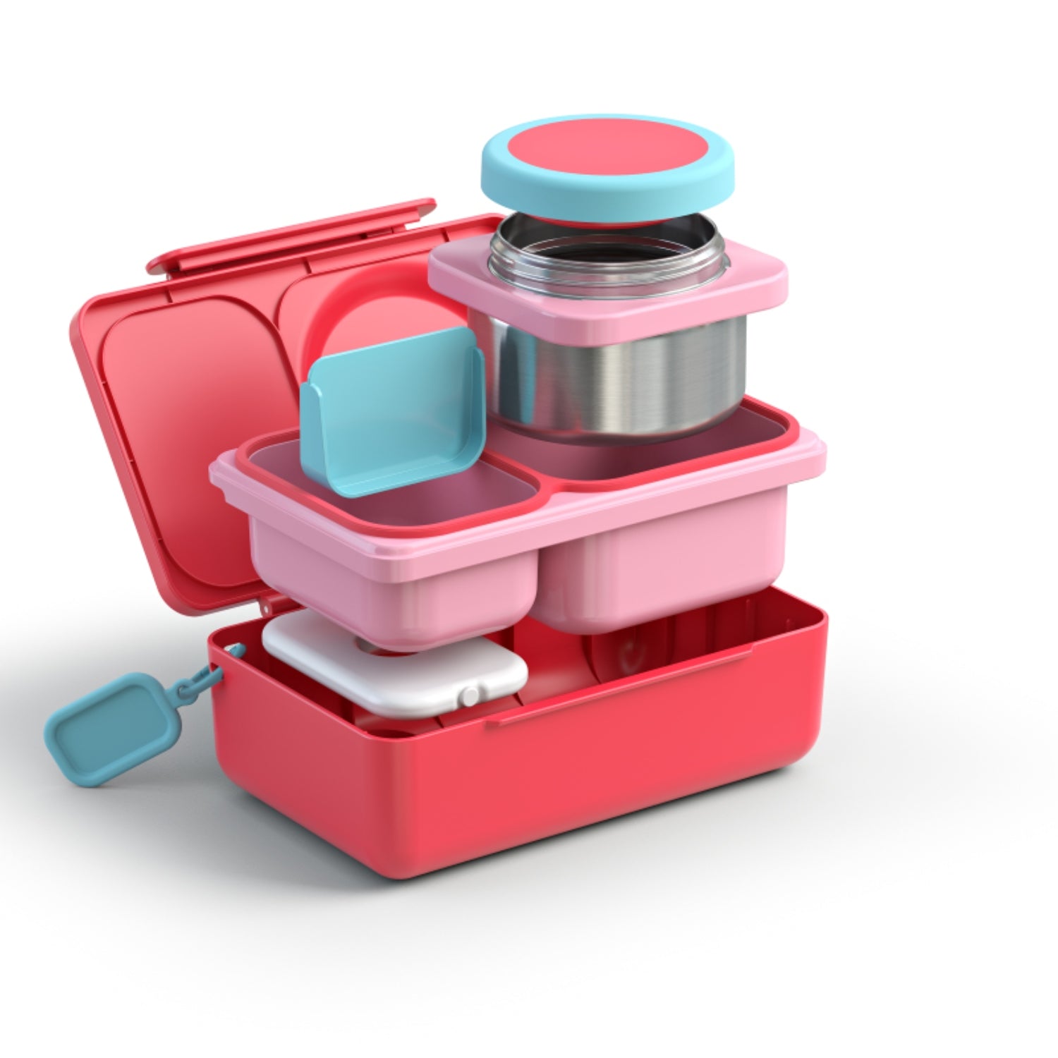 Błękitny separator do lunchboxa OmieBox UP - na owoce, warzywa i orzechy