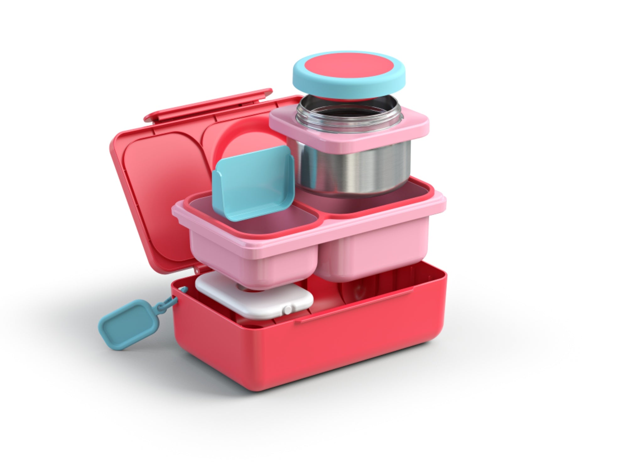 Błękitny separator do lunchboxa OmieBox UP - na owoce, warzywa i orzechy