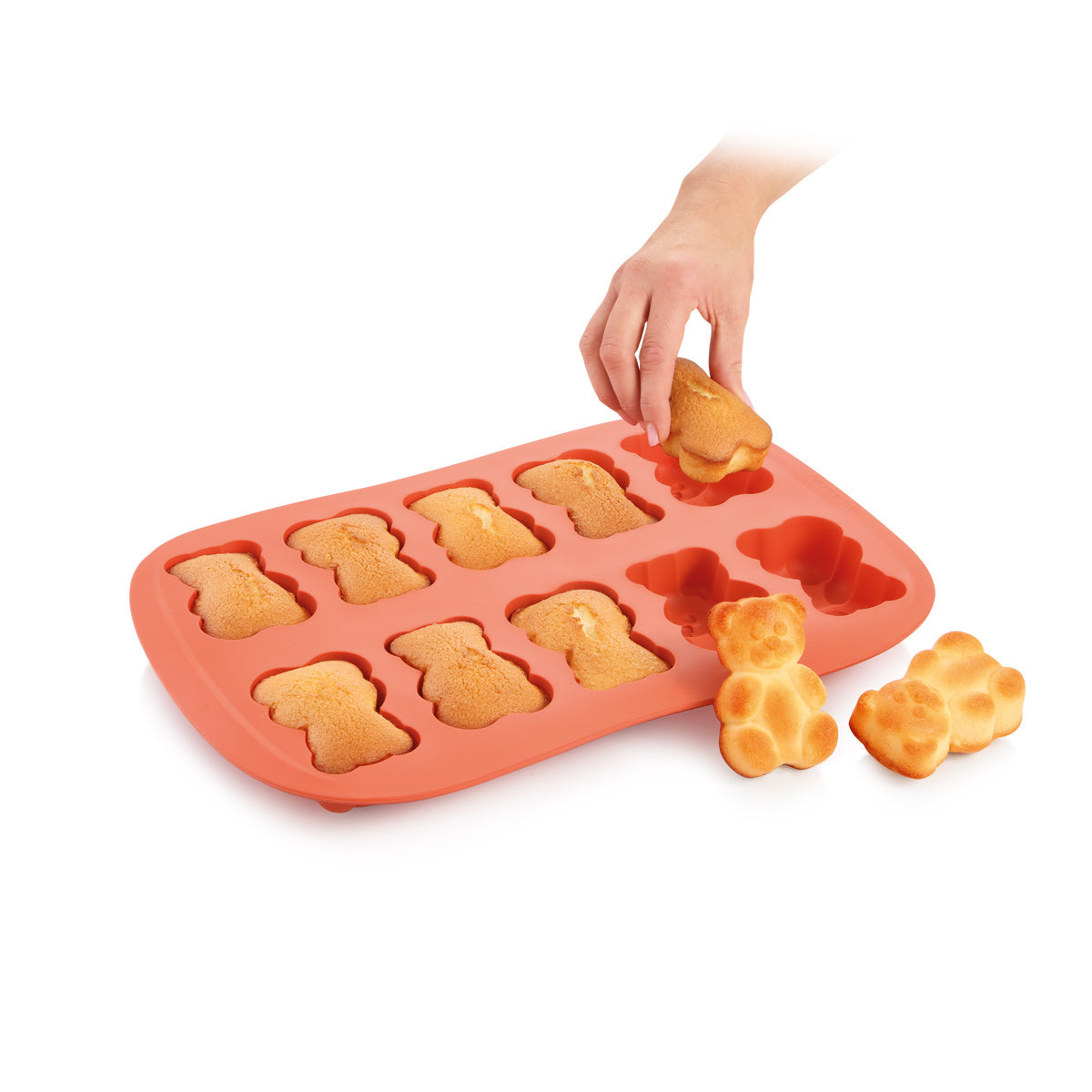 Tescoma DELÍCIA – silikonowa forma do pieczenia na 10 misiów z nadzieniem, nieprzywierająca, łatwa w czyszczeniu, idealna dla dzieci.