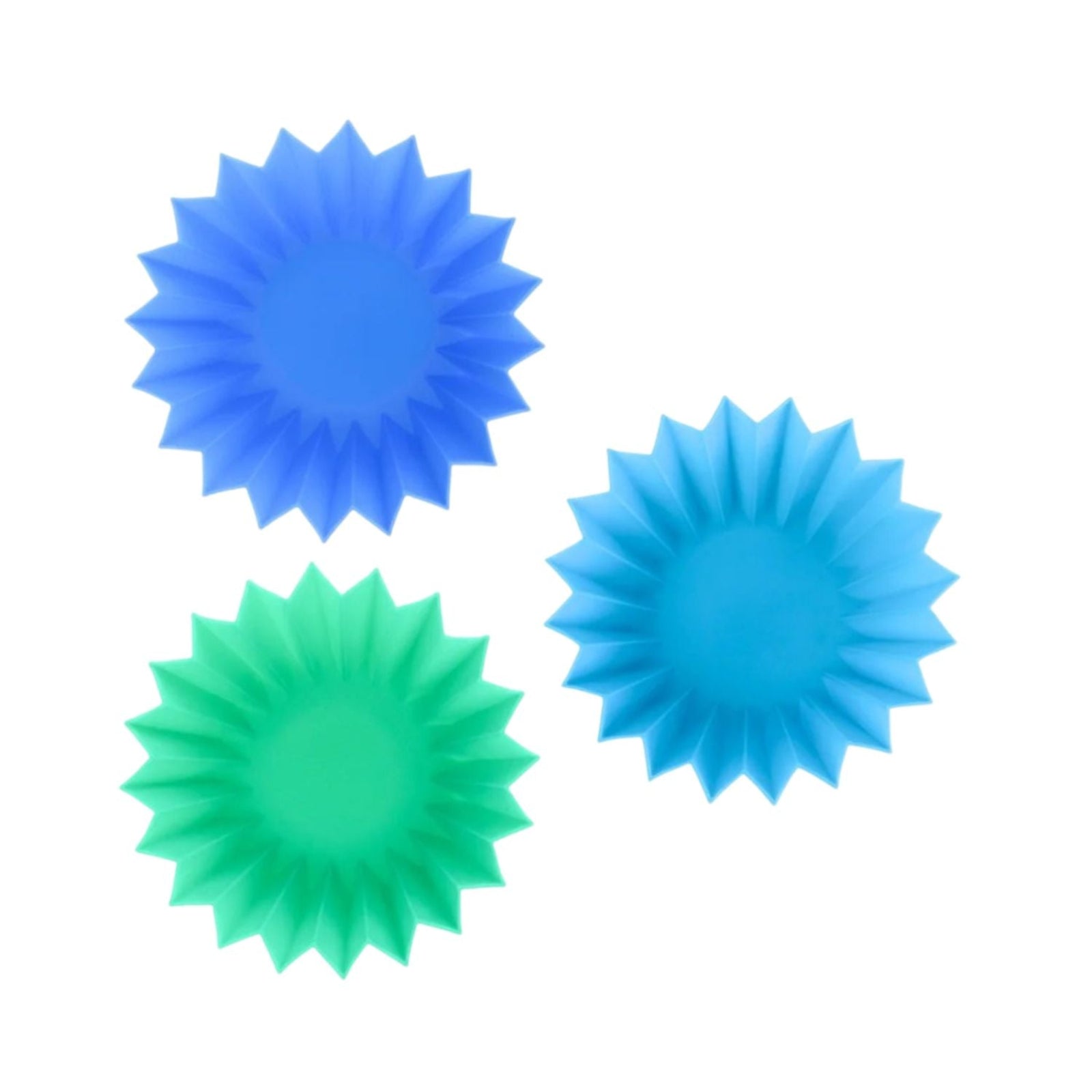 Silikonowe foremki do lunch boxa Lunch Punch Burst - zestaw 3 foremek do oddzielania porcji, elastyczne, bez BPA, na owoce i warzywa, kolor: niebieski / zielony