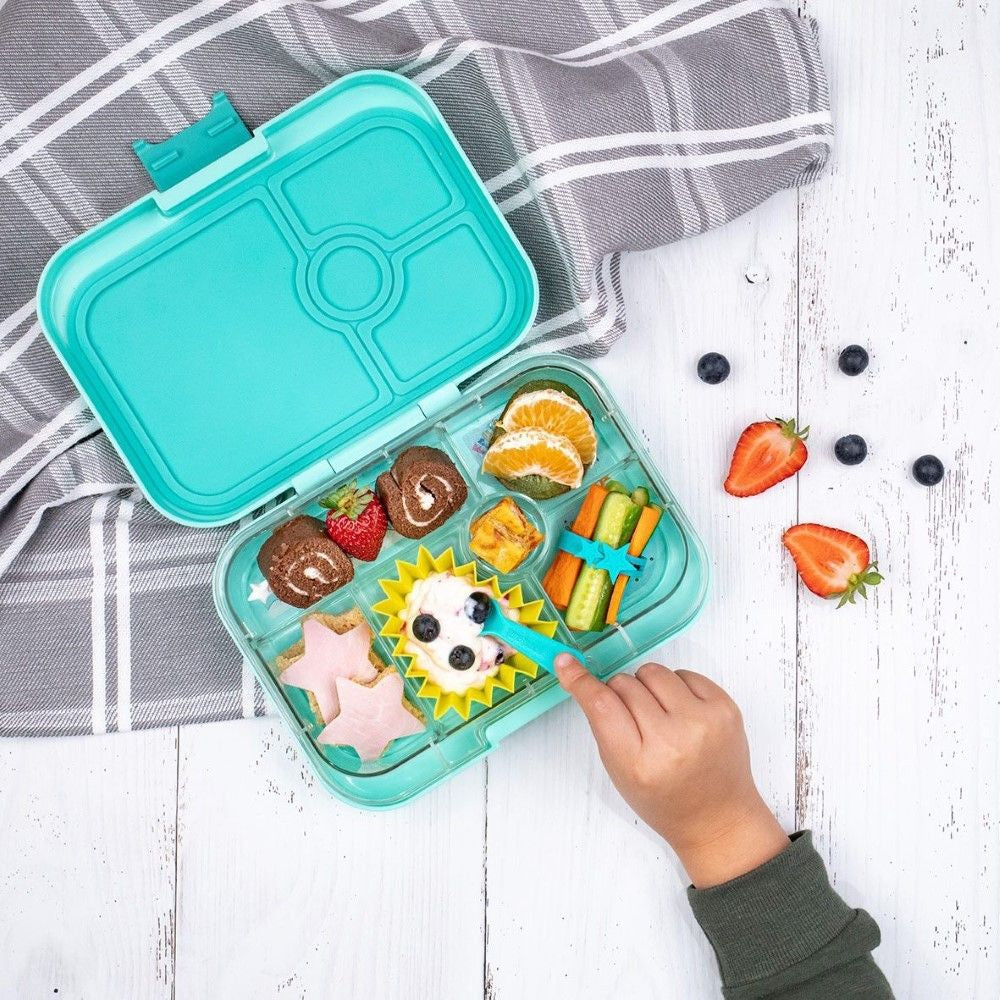 Silikonowe foremki do lunch boxa Lunch Punch Yellow - zestaw 3 foremek do oddzielania porcji, elastyczne, bez BPA, na owoce i warzywa, kolor: żółty/ turkusowy