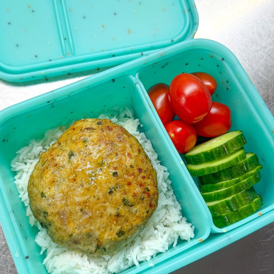 ABC Lunchies Aqua Pop – błękitna silikonowa śniadaniówka dwukomorowa do szkoły