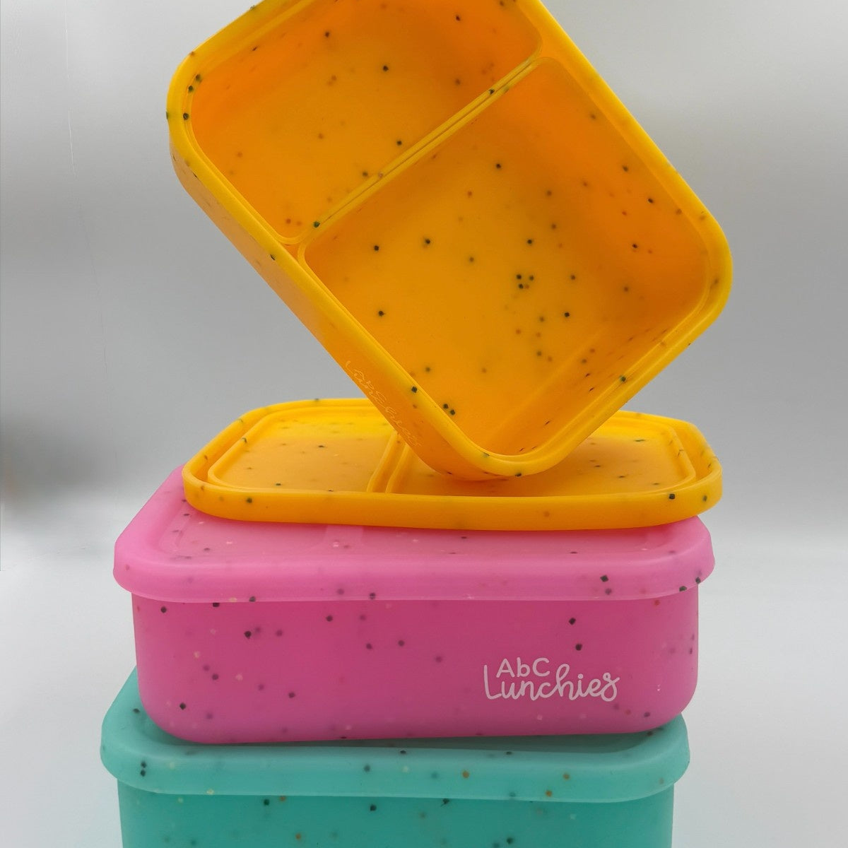 Pomarańczowy silikonowy bento box z 2 komorami ABC Lunchies