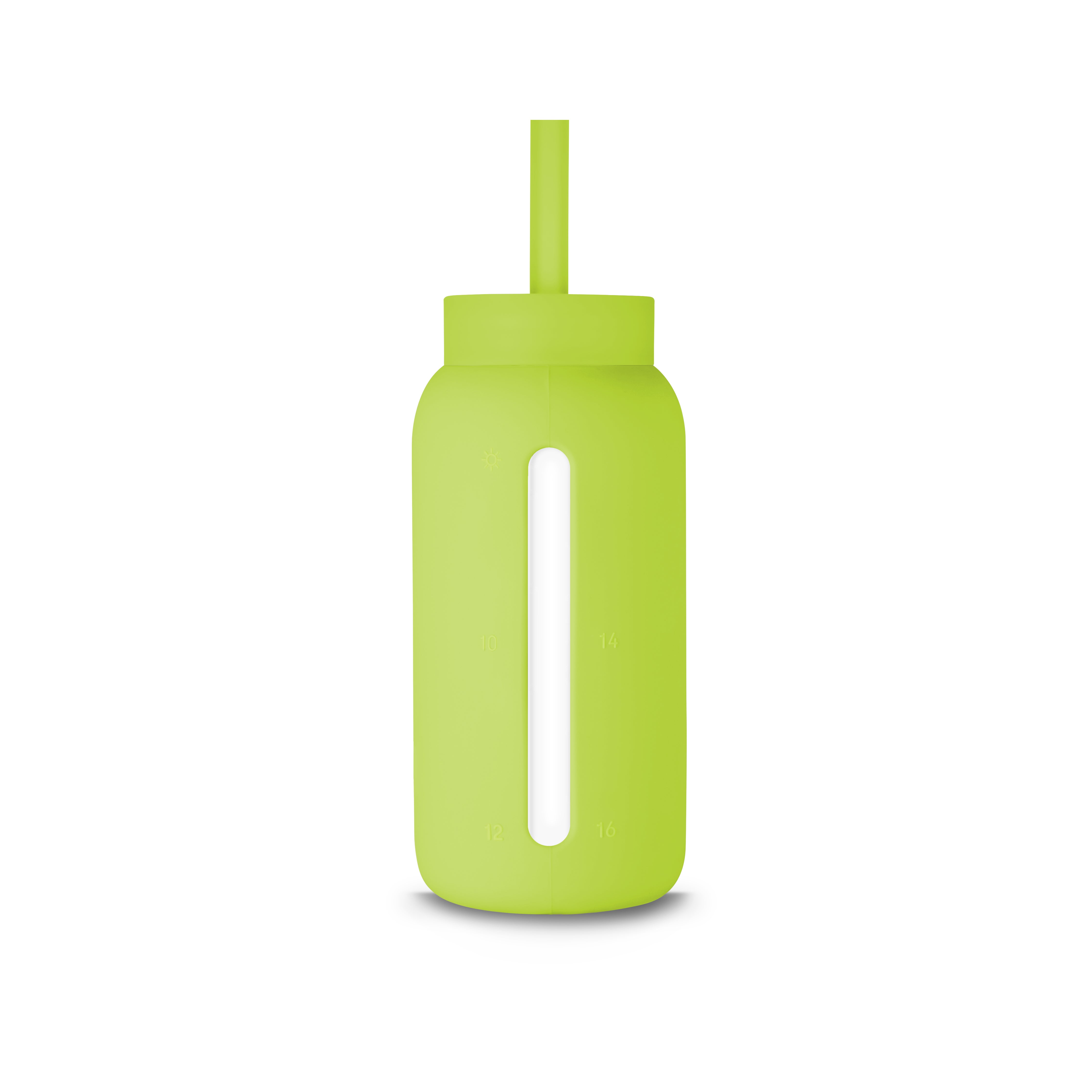 Limonkowa słomka silikonowa z nakrętką do szklanej butelki Muuki 720 ml