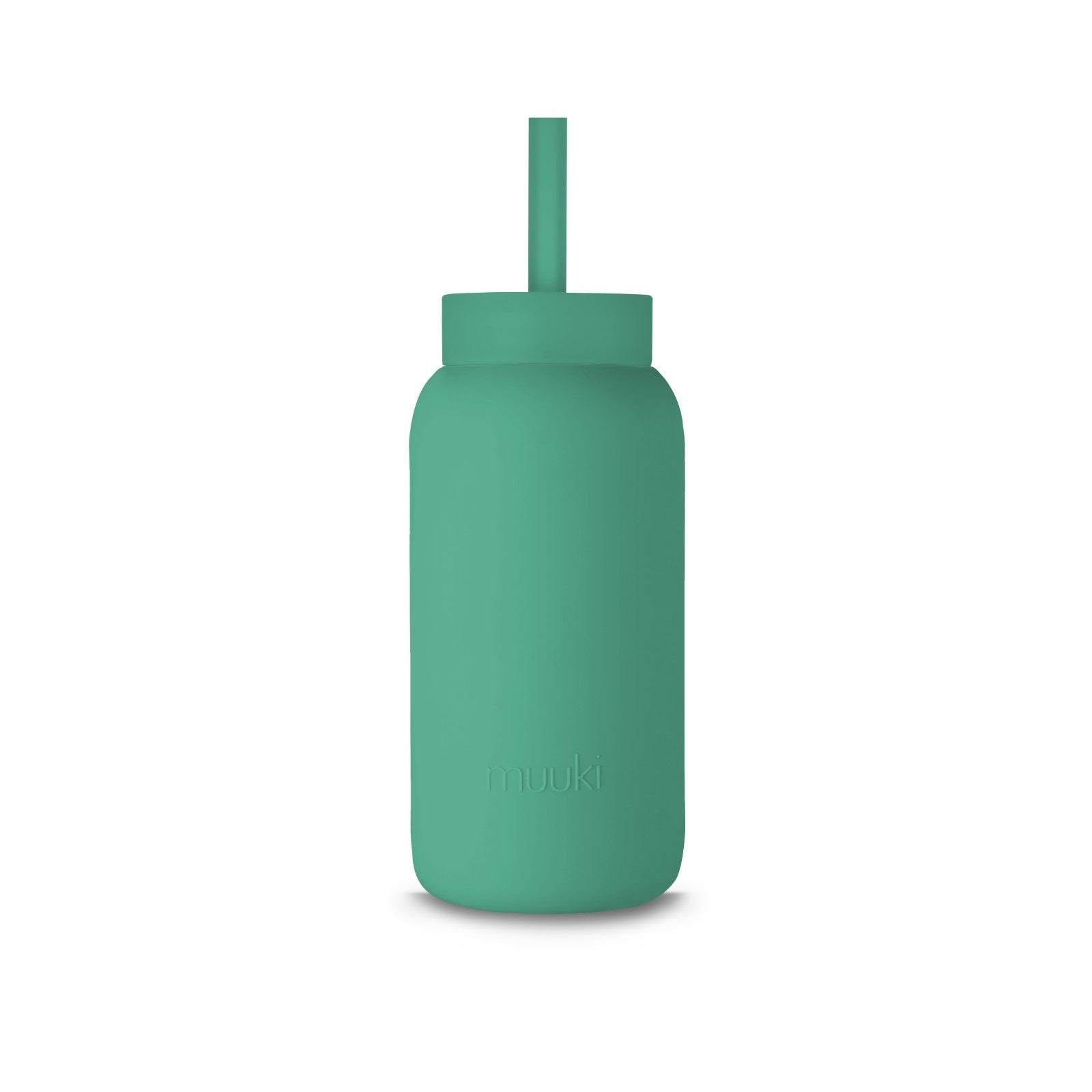 Muuki Frosted Green – silikonowa słomka z nakrętką do butelki Daily Bottle