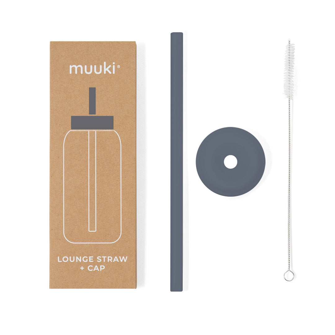 Szary ustnik ze słomką do butelki Muuki 720 ml w kolorze Smoke Grey