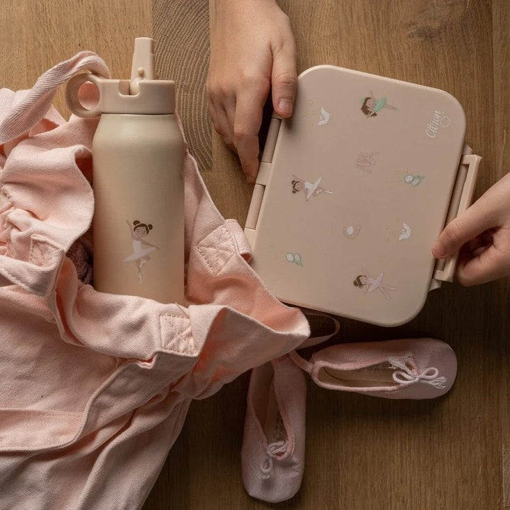 Citron Snack Box Ballerina tritanowy pojemnik na przekąski - 3 przegródki, szczelny, łączony silikon, bez BPA, wzór: baleriny