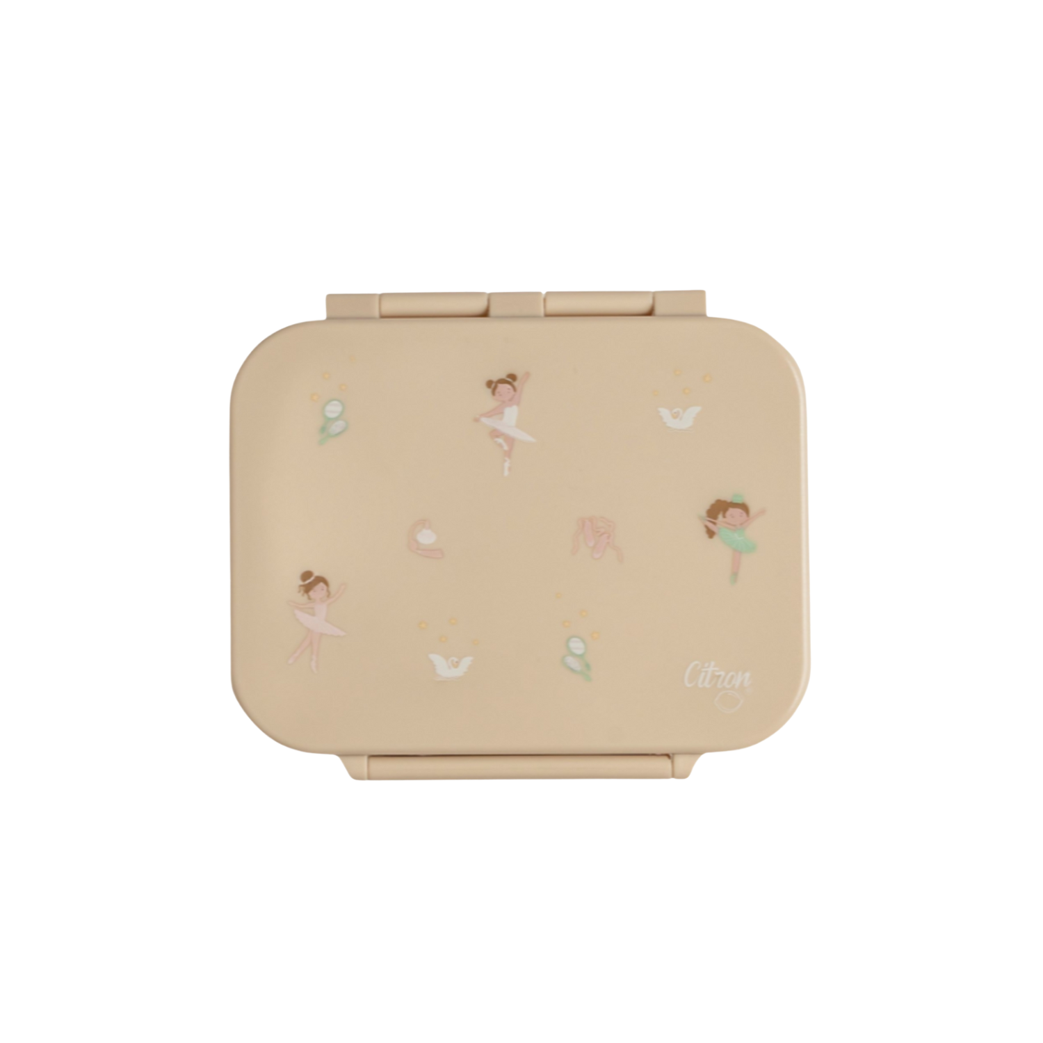 Citron Snack Box Ballerina tritanowy pojemnik na przekąski - 3 przegródki, szczelny, łączony silikon, bez BPA, wzór: baleriny