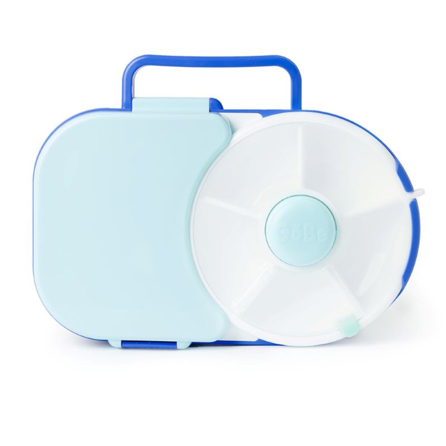 Śniadaniówka GoBe 2w1 – lunchbox i pojemnik na przekąski dla dzieci, interaktywny, do szkoły i przedszkola, kolor: blueberry blue