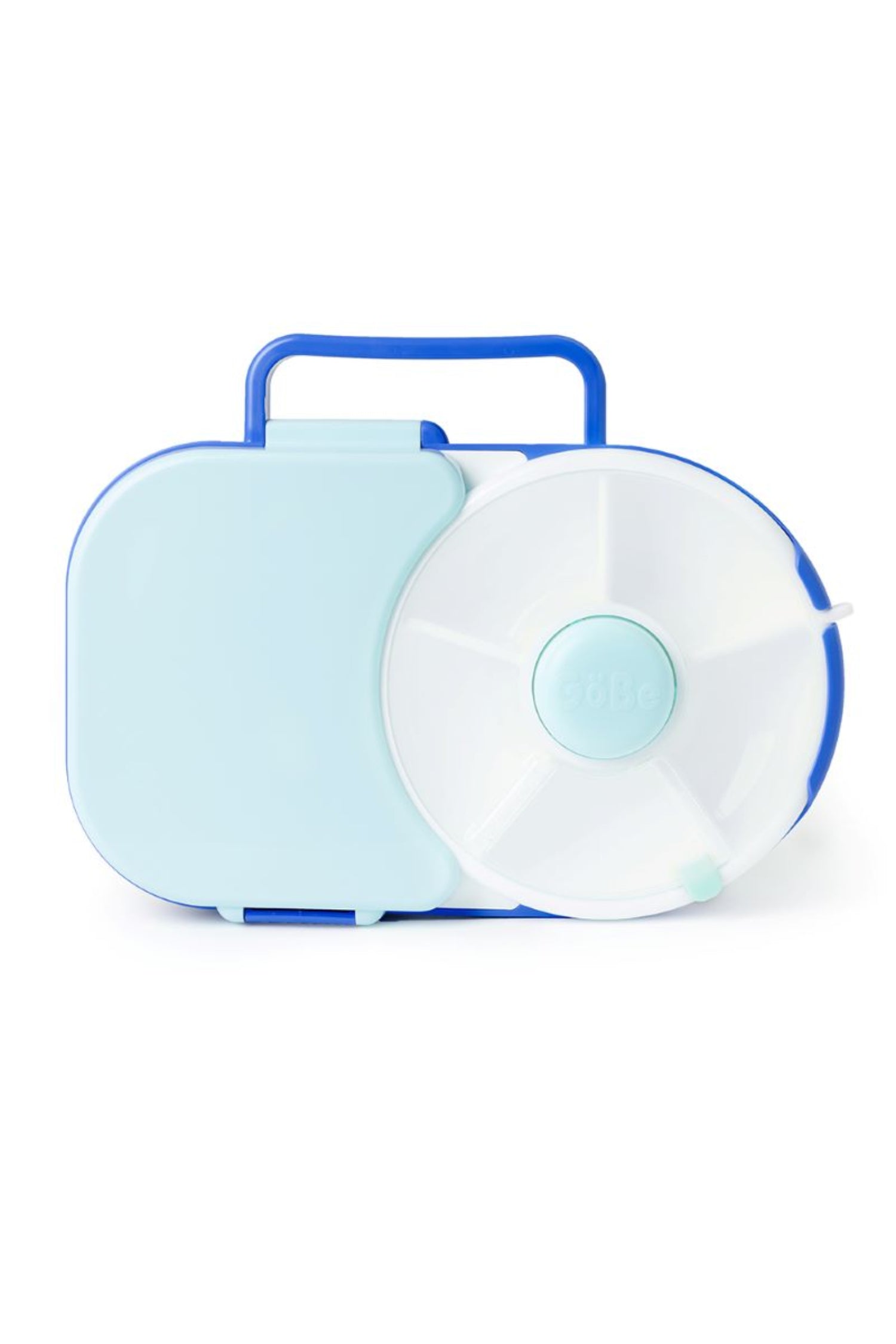 Śniadaniówka GoBe 2w1 – lunchbox i pojemnik na przekąski dla dzieci, interaktywny, do szkoły i przedszkola, kolor: blueberry blue