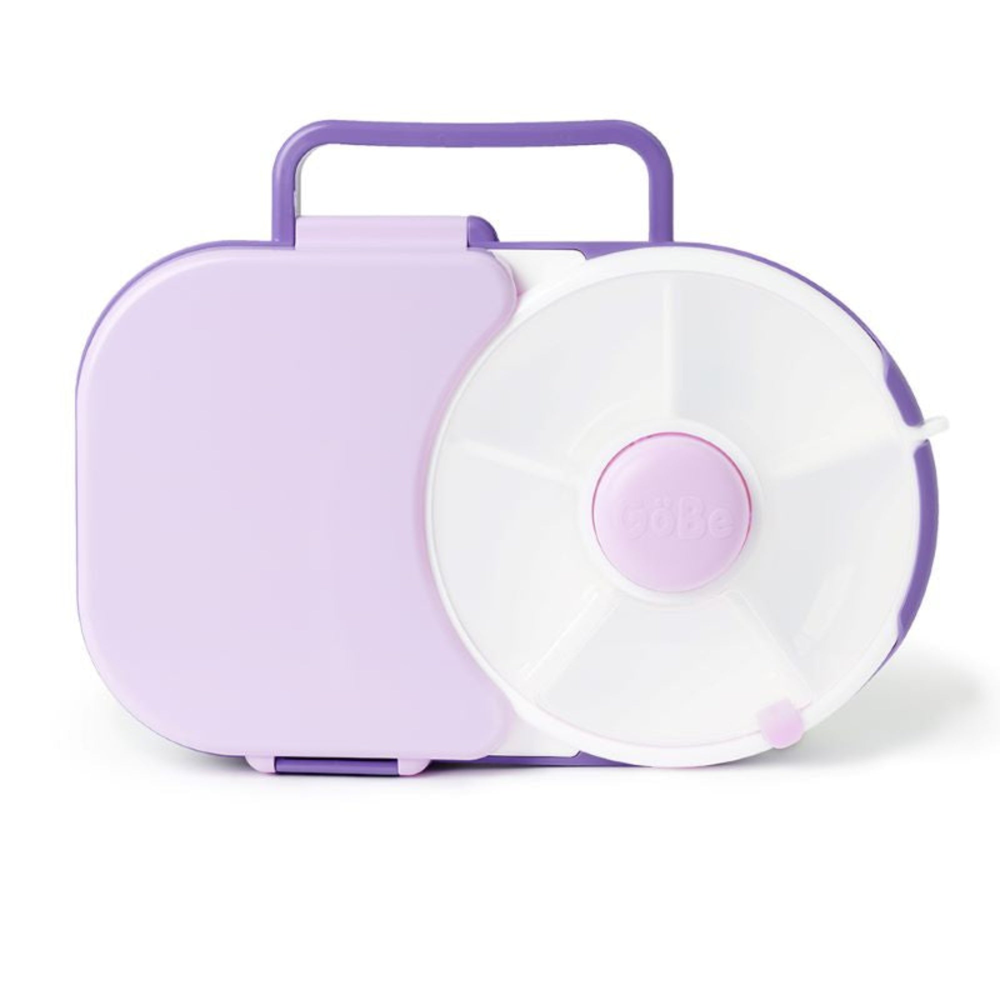 Śniadaniówka GoBe 2w1 – lunchbox i pojemnik na przekąski dla dzieci, interaktywny, do szkoły i przedszkola, kolor: grape purple