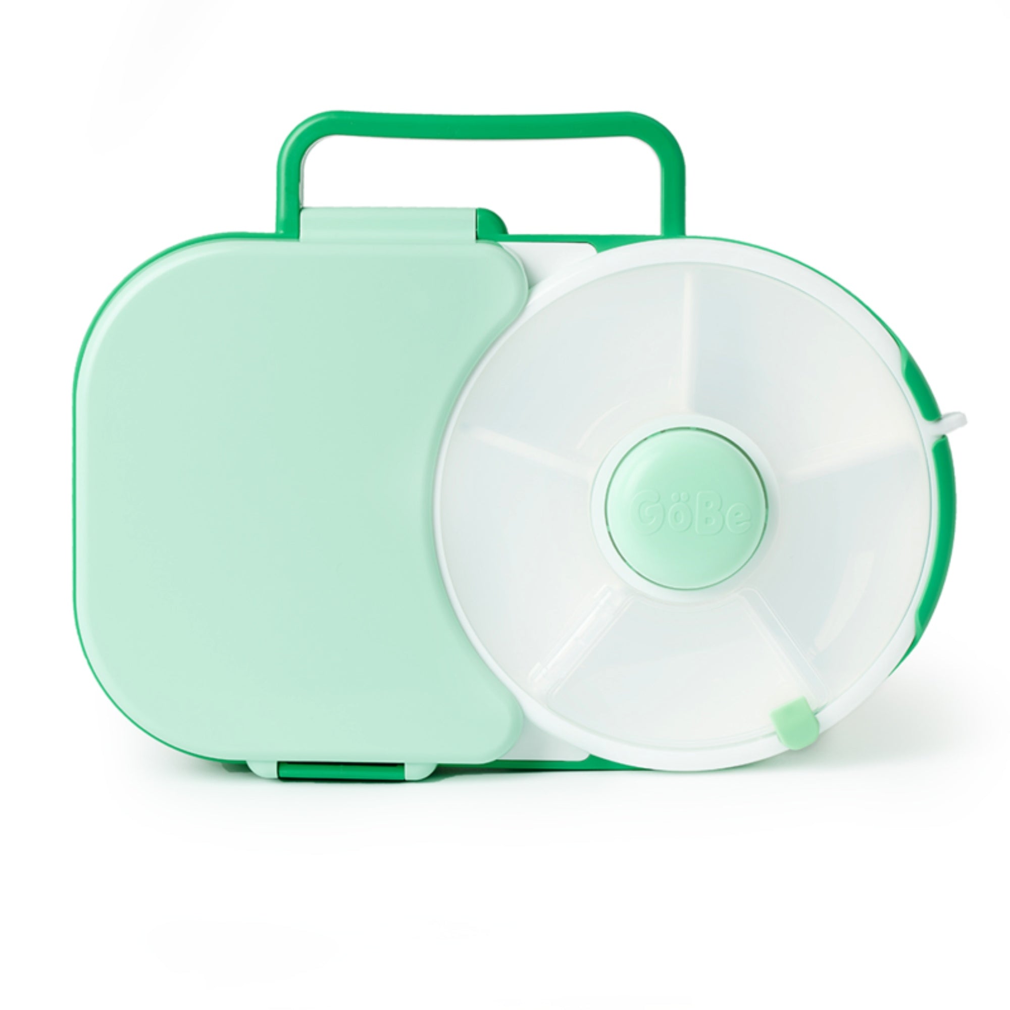 Śniadaniówka GoBe 2w1 – lunchbox i pojemnik na przekąski dla dzieci, interaktywny, do szkoły i przedszkola, kolor: sage green