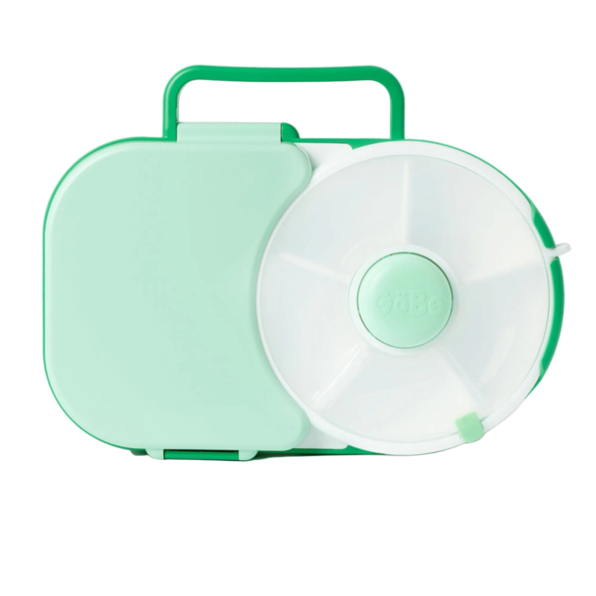 Śniadaniówka GoBe 2w1 – lunchbox i pojemnik na przekąski dla dzieci, interaktywny, do szkoły i przedszkola, kolor: sage green
