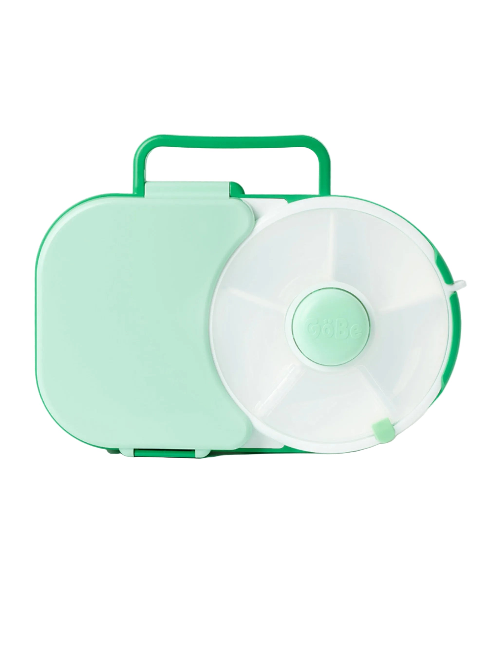 Śniadaniówka GoBe 2w1 – lunchbox i pojemnik na przekąski dla dzieci, interaktywny, do szkoły i przedszkola, kolor: sage green
