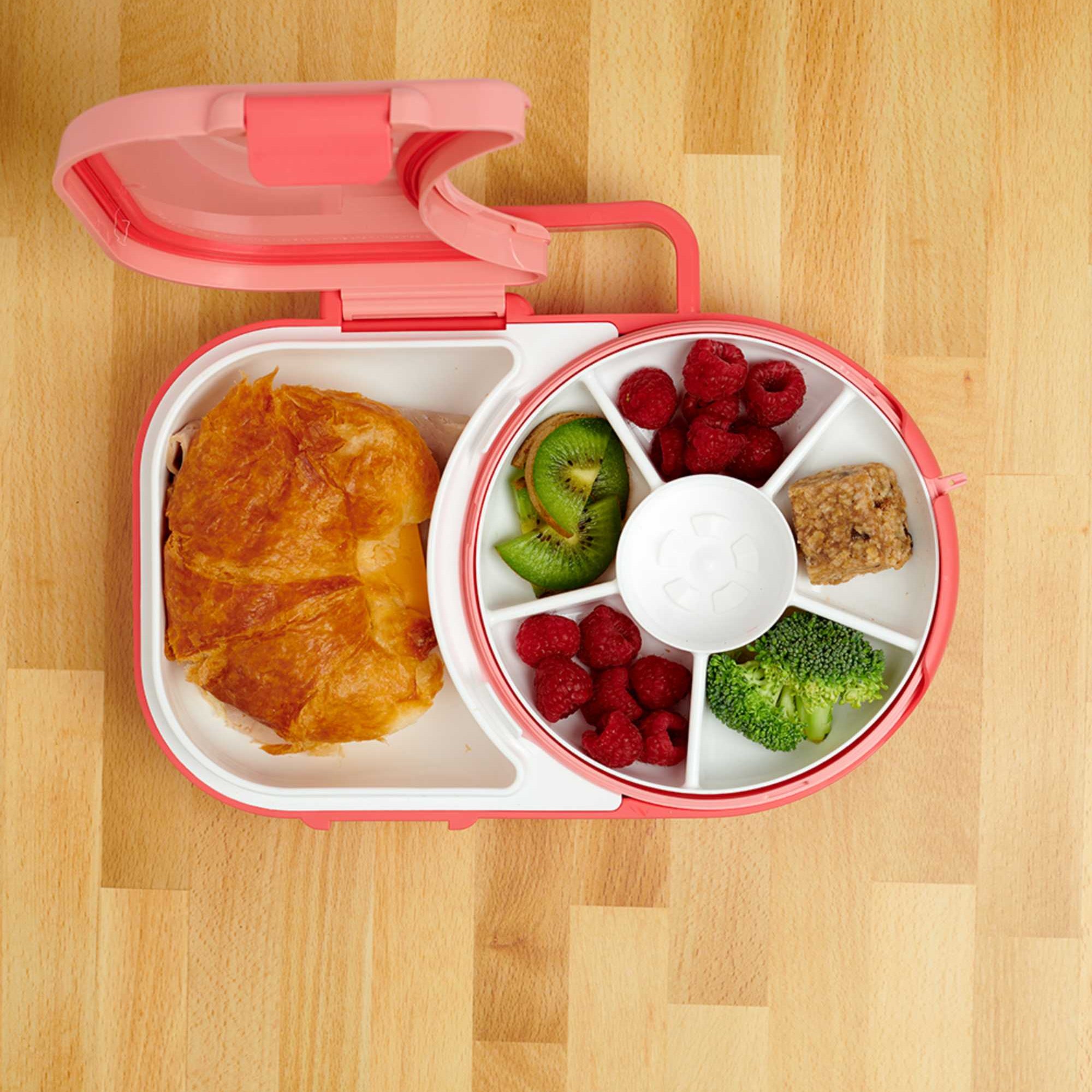 Śniadaniówka GoBe 2w1 – lunchbox i pojemnik na przekąski dla dzieci, interaktywny, do szkoły i przedszkola, kolor: watermelon pink