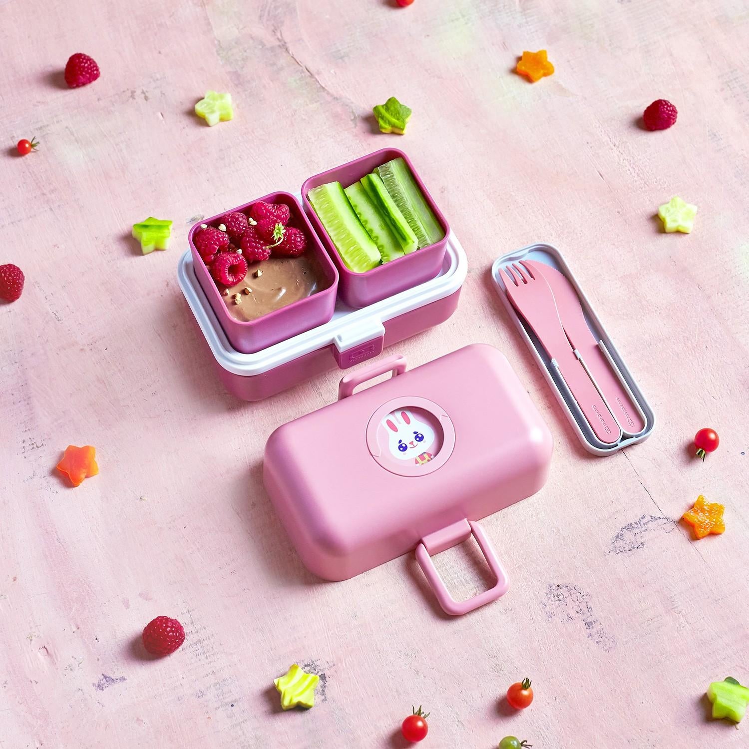 Monbento Tresor Blush – bezpieczny lunchbox dziecięcy z łatwym zamknięciem