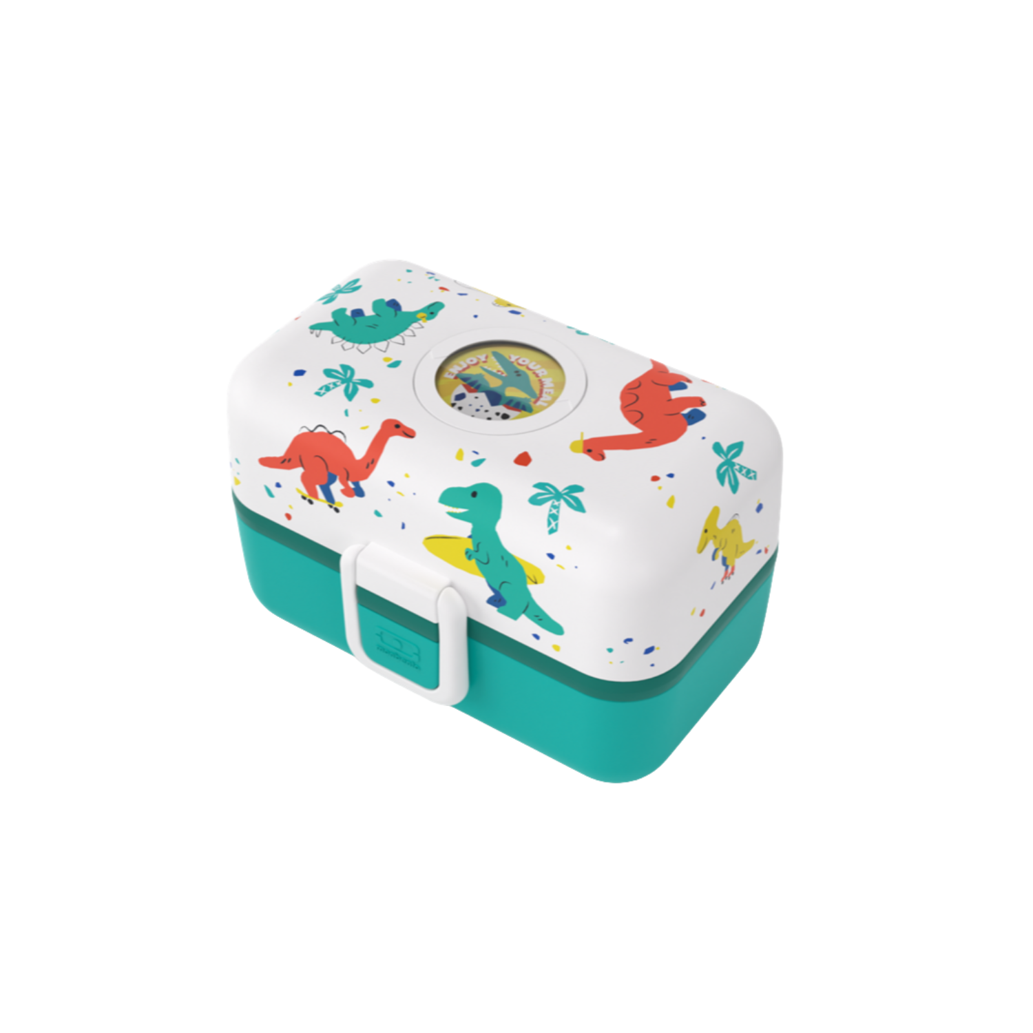 Monbento Tresor Dino – lunchbox dla dzieci z 3 pojemnikami. Lekki, szczelny i łatwy w otwieraniu. Idealny do szkoły, na wycieczkę i piknik, wzór: dinozaury