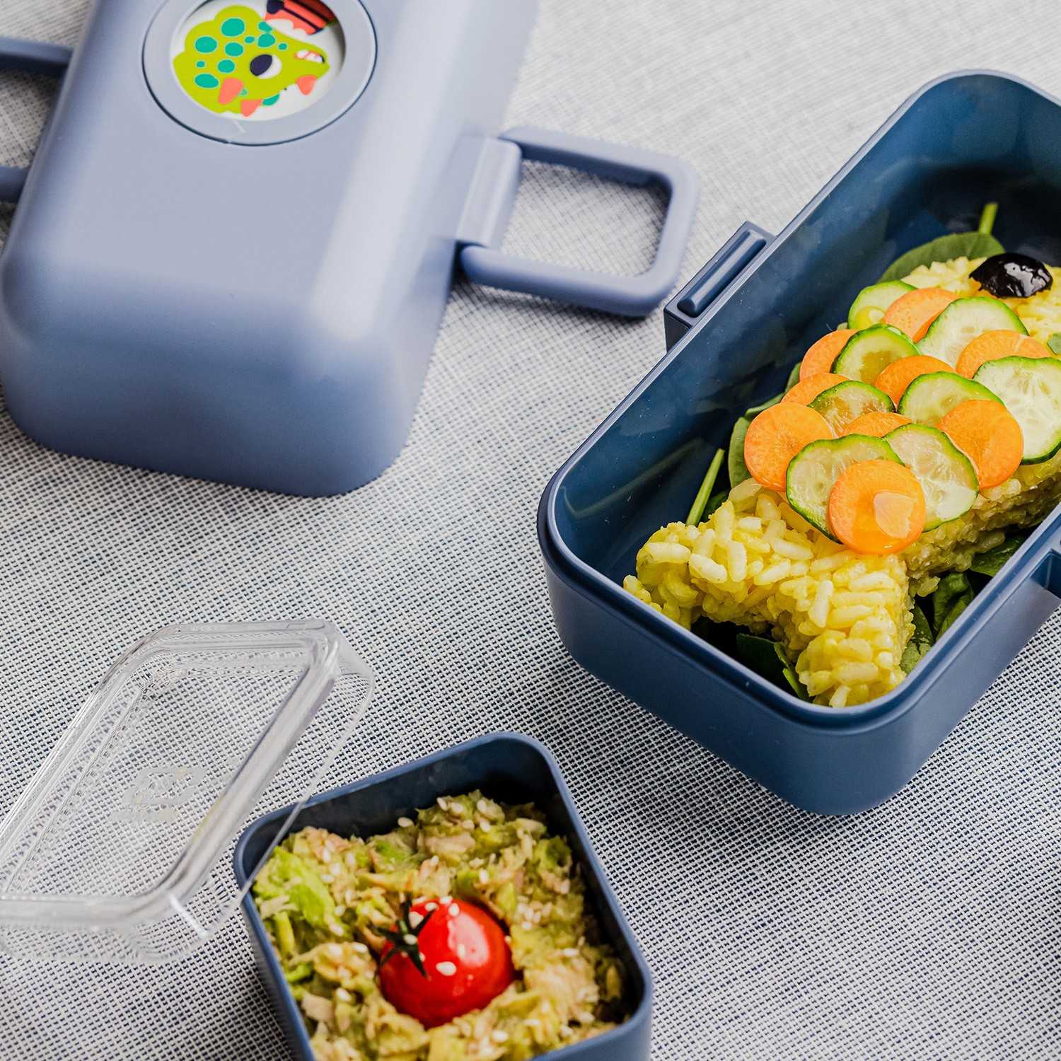Granatowo-niebieski lunchbox dla dzieci Monbento Tresor