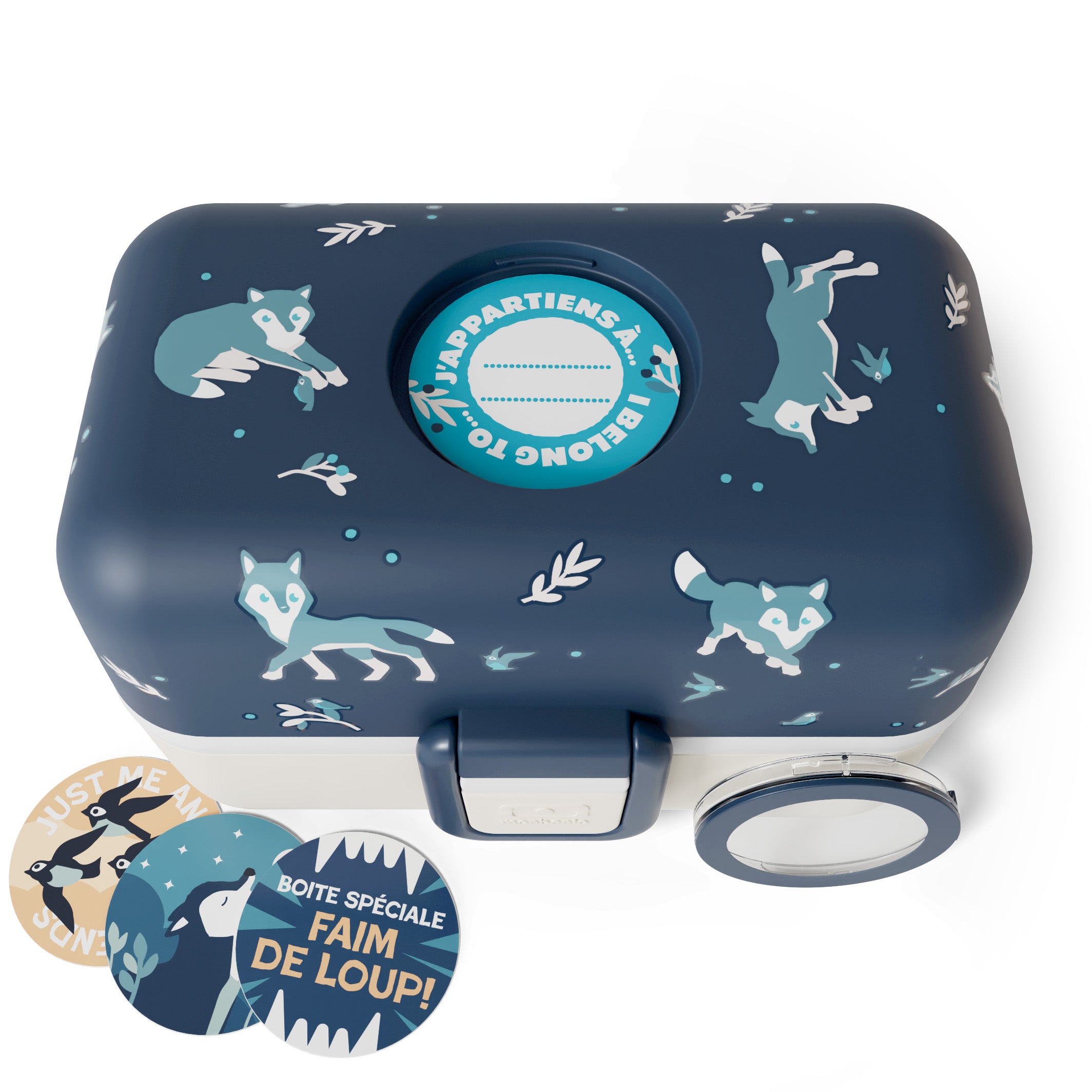 Monbento Tresor Wolf – lunchbox dla dzieci z 3 pojemnikami. Lekki, szczelny i łatwy w otwieraniu. Idealny do szkoły, na wycieczkę i piknik, wzór: wilk