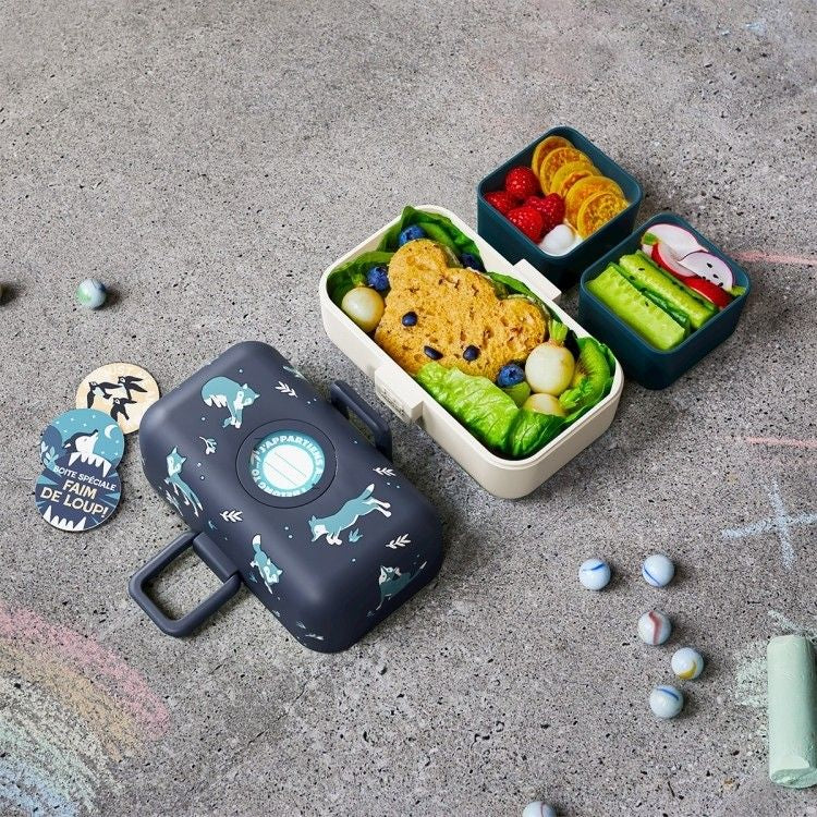 Dziecięcy niebieski lunchbox Monbento Tresor Wolf