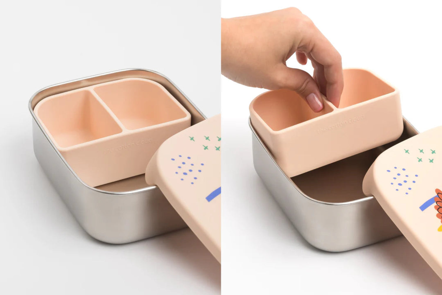 Śniadaniówka The Cotton Cloud Confetti – 1000 ml, miękka pokrywka, wyjmowana przegródka, uroczy design, idealny do szkoły / przedszkola, wzór: konfetti