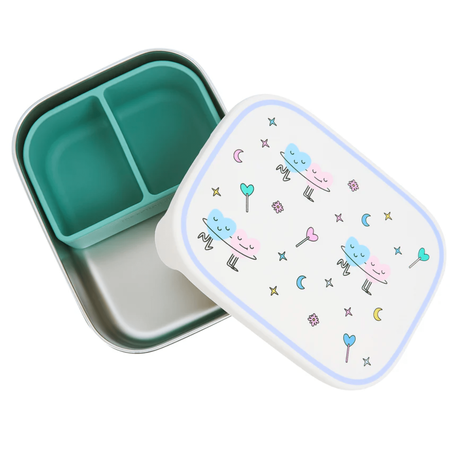 Śniadaniówka The Cotton Cloud Dancing Hearts – 1000 ml, miękka pokrywka, wyjmowana przegródka, uroczy design, idealny do szkoły / przedszkola, wzór: serduszka